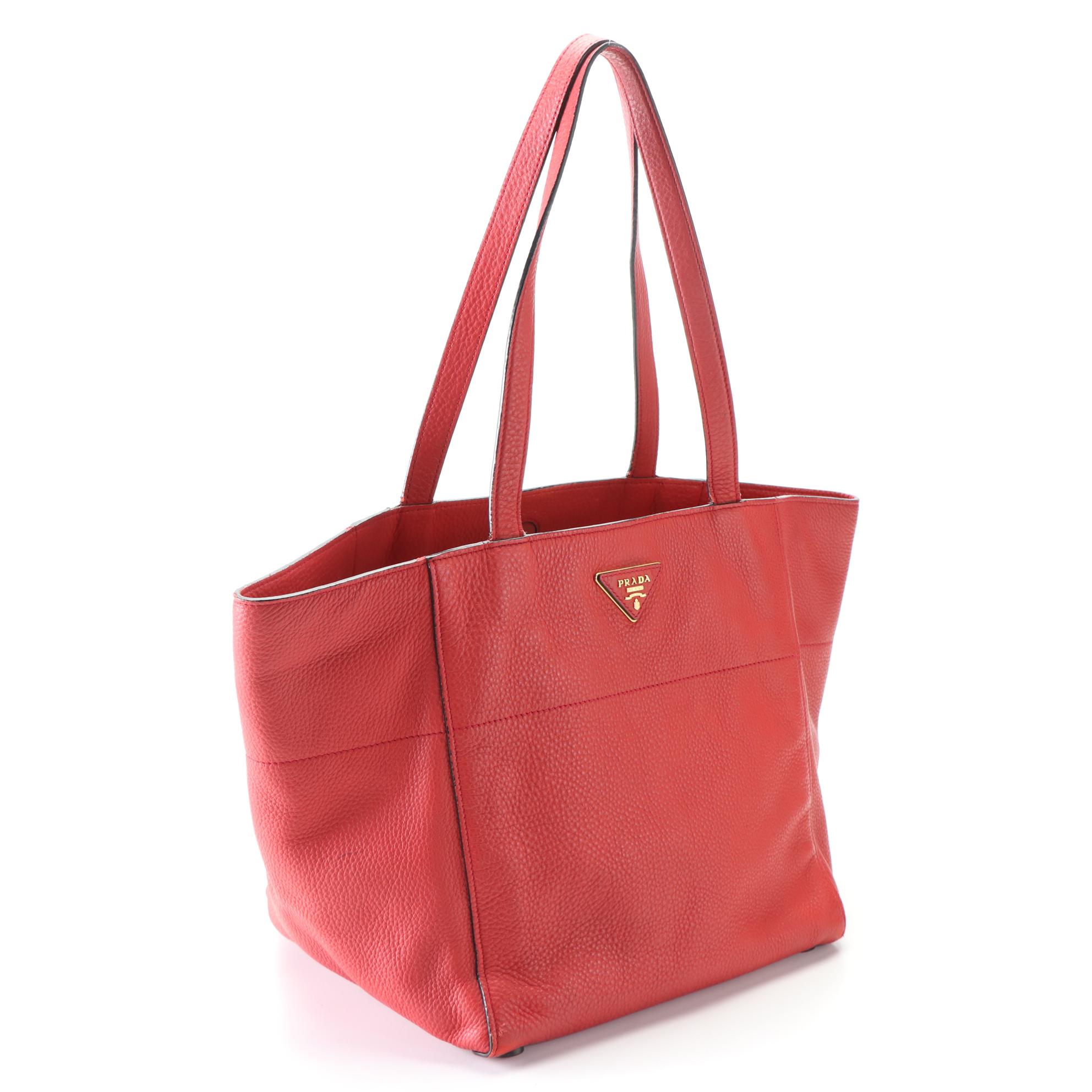 Prada Tote in Red Vitello Daino Leather