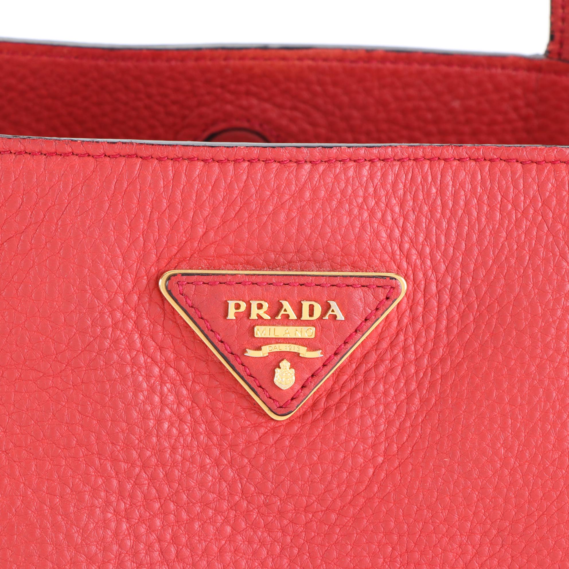 Prada Tote in Red Vitello Daino Leather