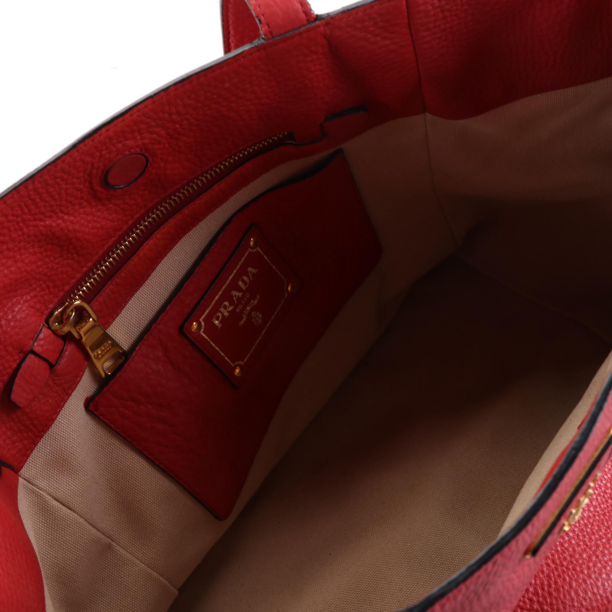 Prada Tote in Red Vitello Daino Leather