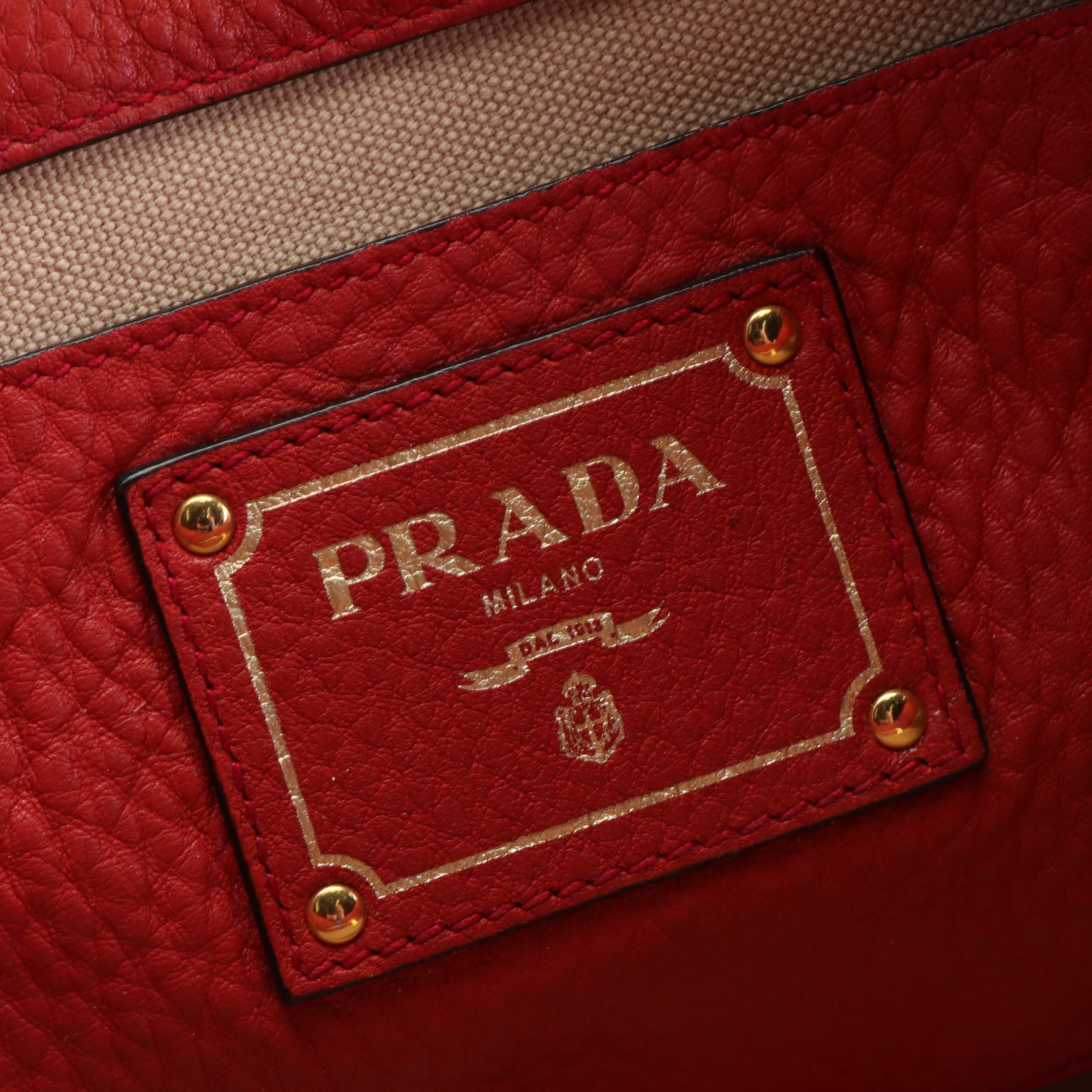 Prada Tote in Red Vitello Daino Leather