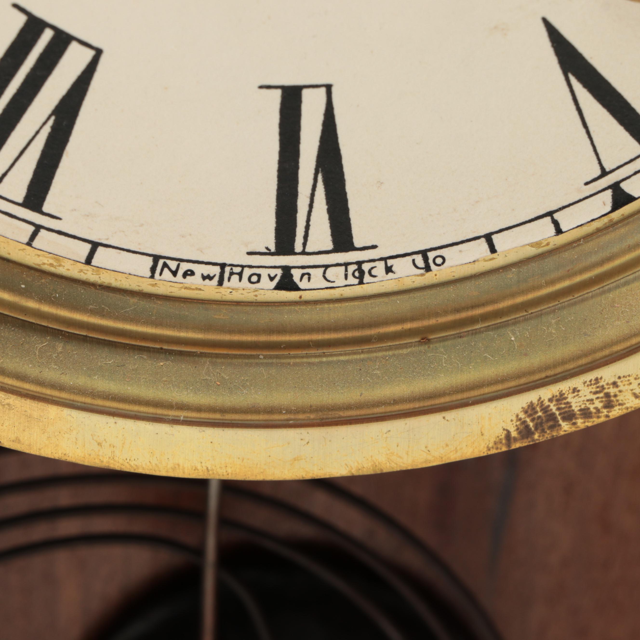 New Haven Clock Co. Pressed Oak Gingerbread Mantel Clock, Late 19th/ Early 20th