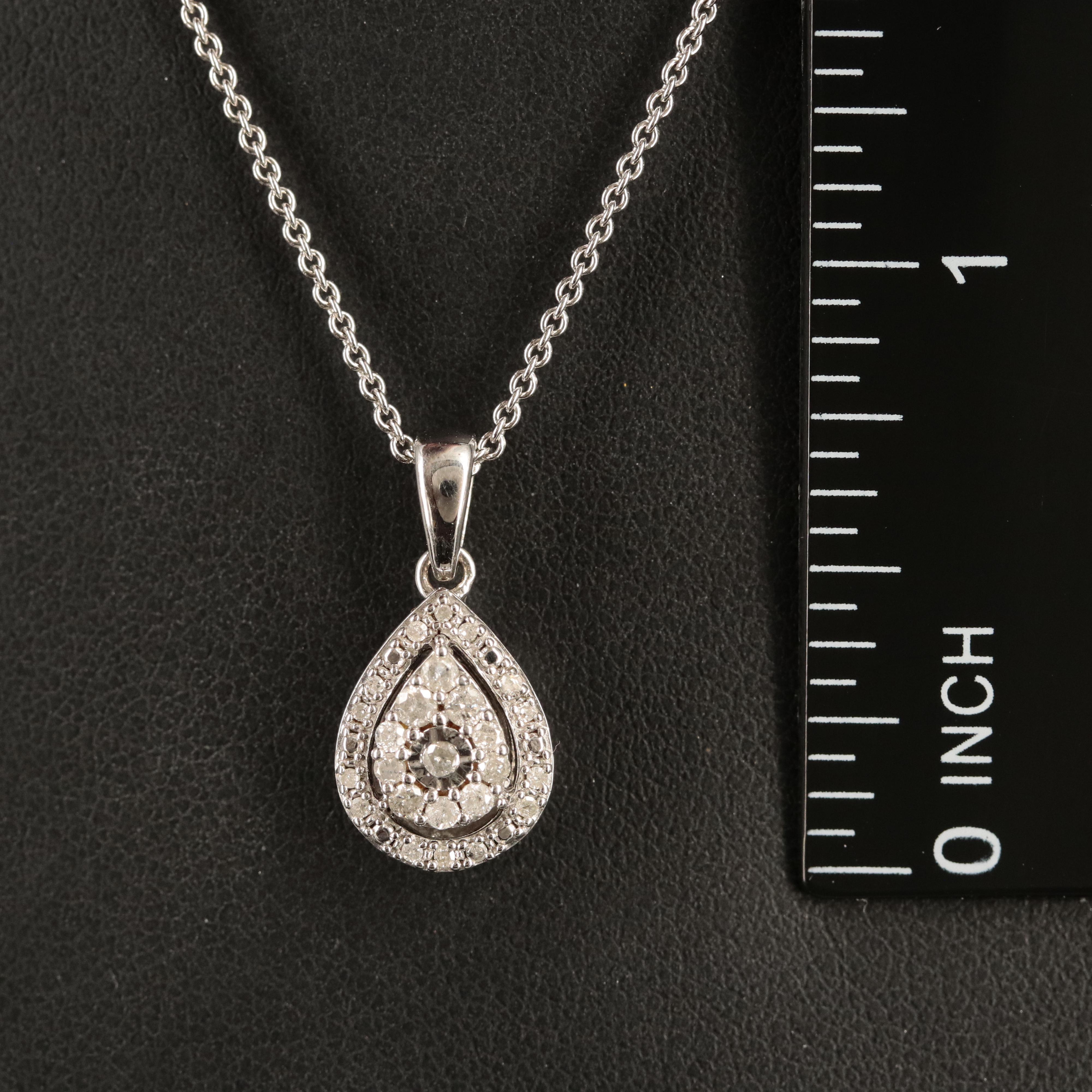 Sterling Diamond Teardrop Pendant Necklace
