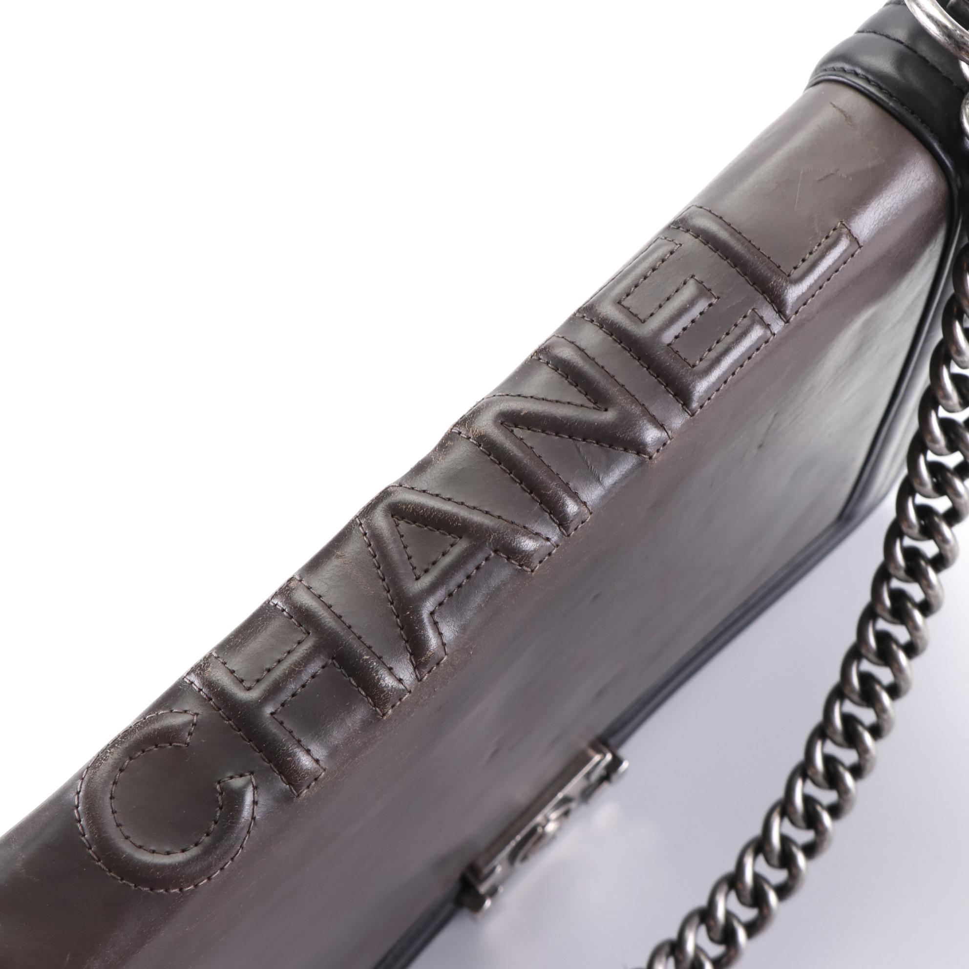 Chanel Large Reverso Boy Bag in Bicolor Leather with Chain Link/Leather Strap