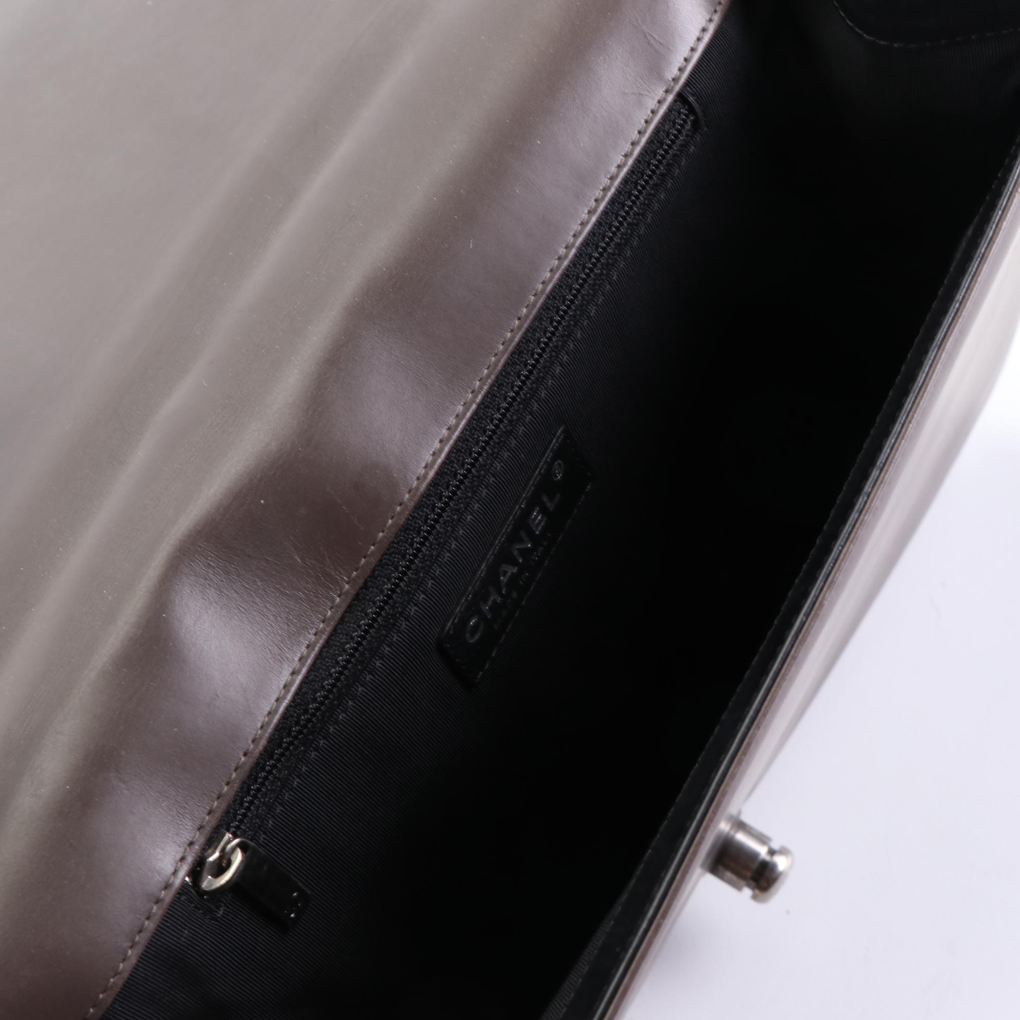 Chanel Large Reverso Boy Bag in Bicolor Leather with Chain Link/Leather Strap