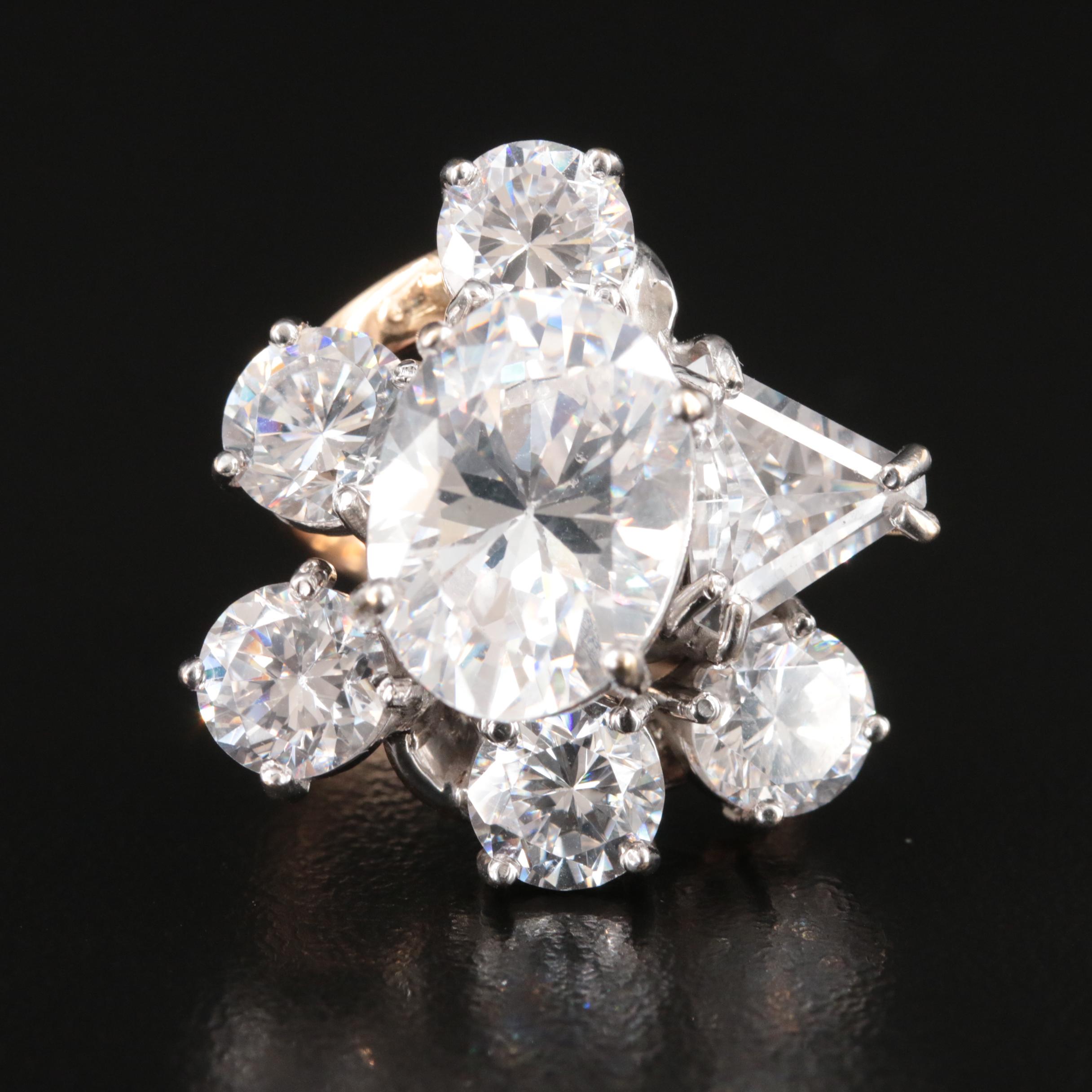 14K Cubic Zirconia Cluster Ring
