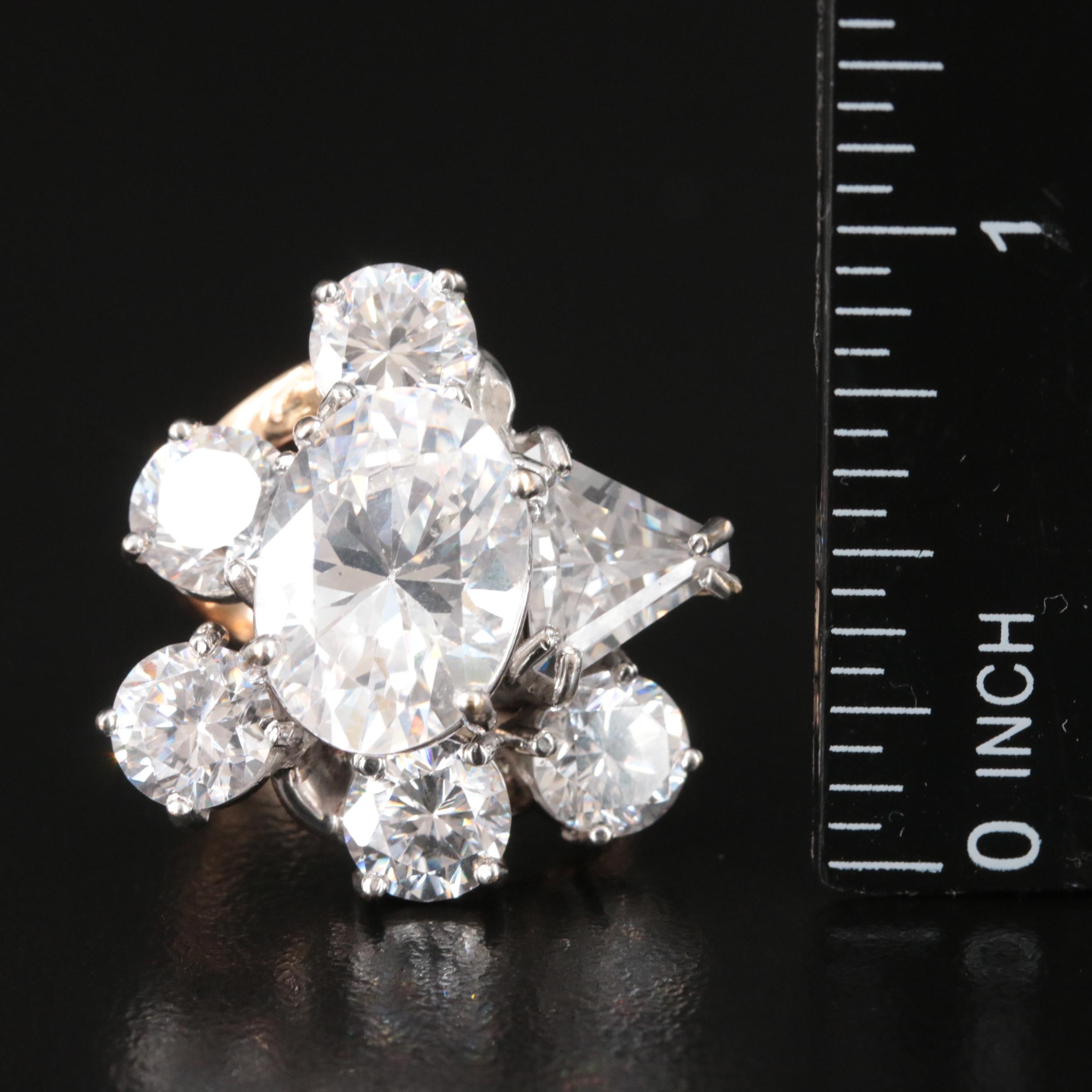 14K Cubic Zirconia Cluster Ring