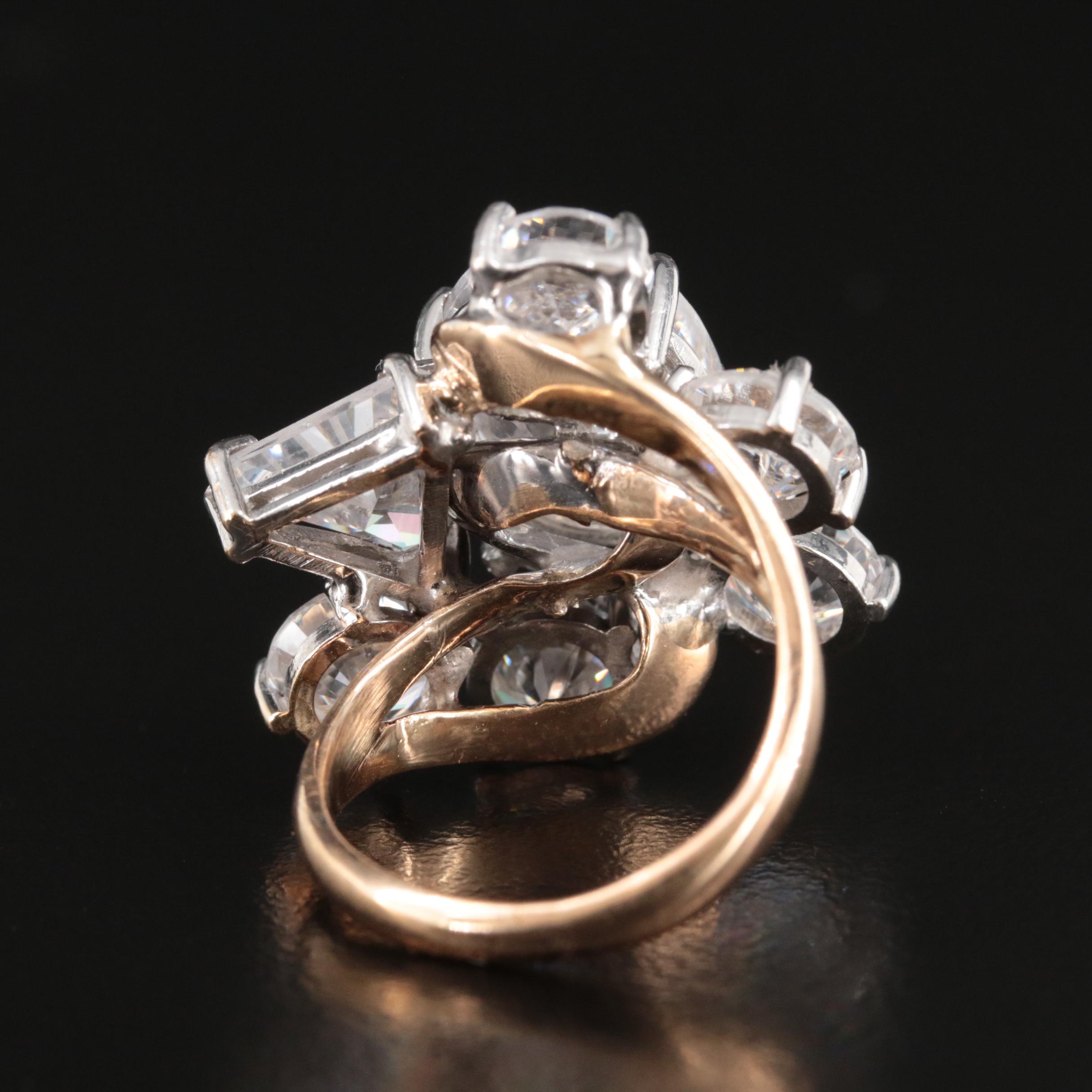 14K Cubic Zirconia Cluster Ring