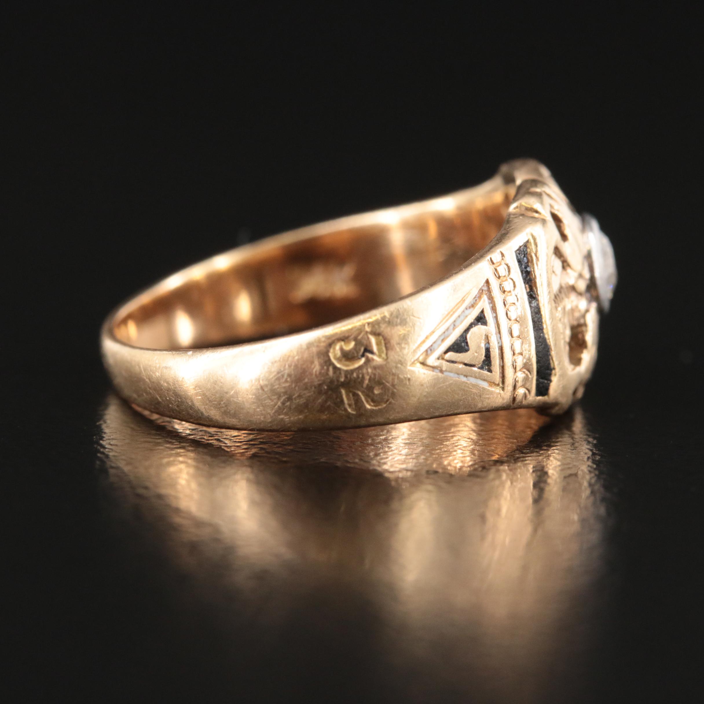 14K Diamond and Enamel Masonic Scottish Rite Ring