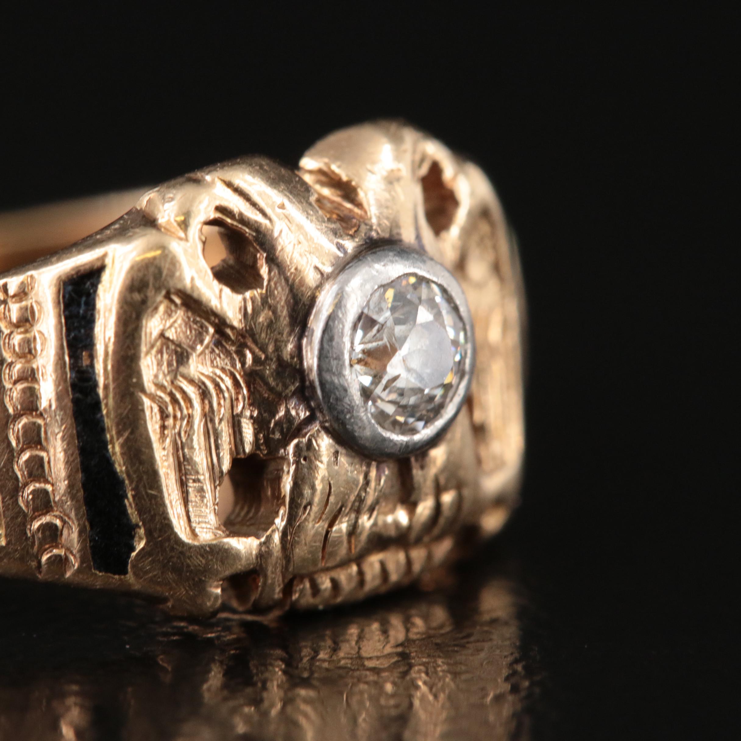 14K Diamond and Enamel Masonic Scottish Rite Ring