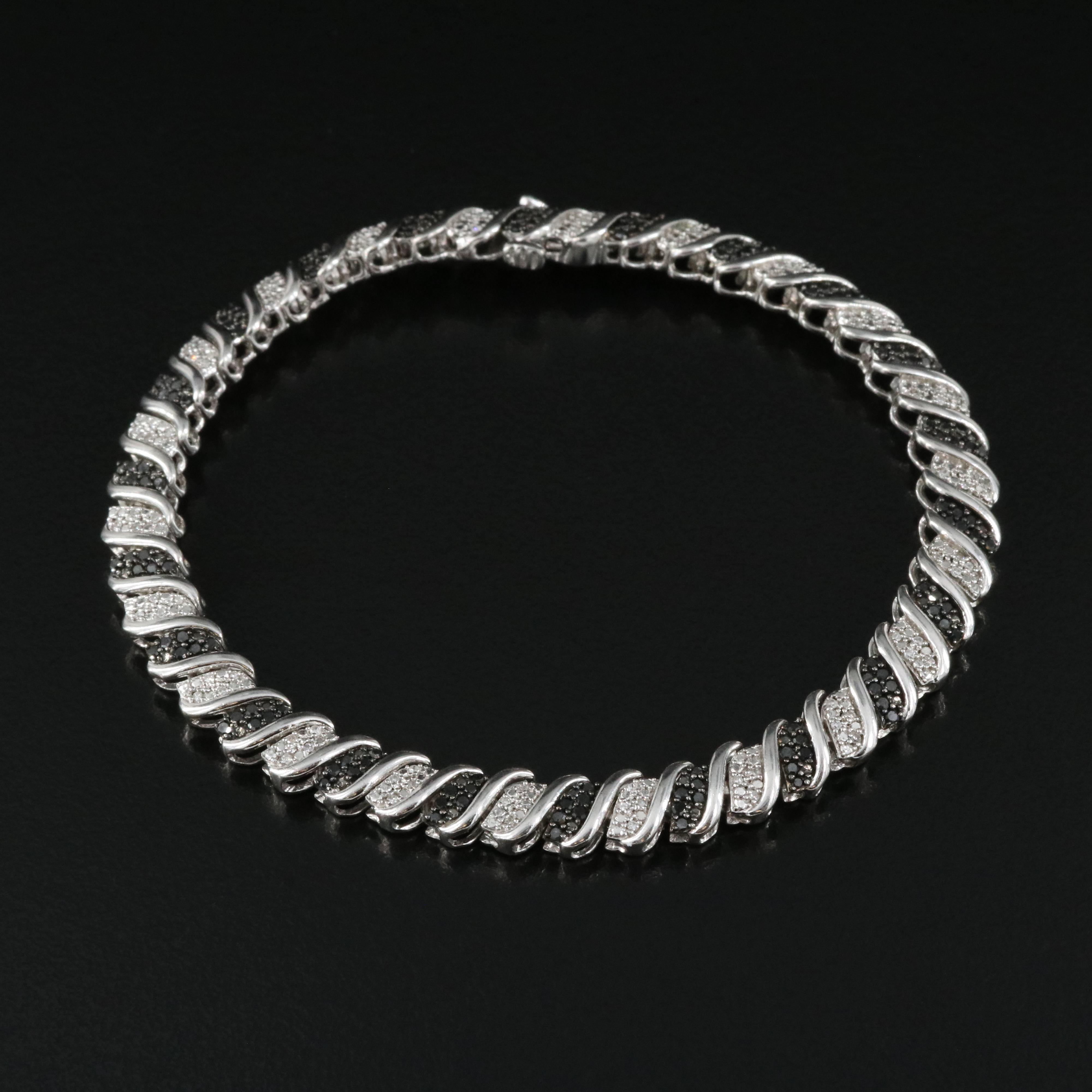 Sterling Diamond Link Bracelet