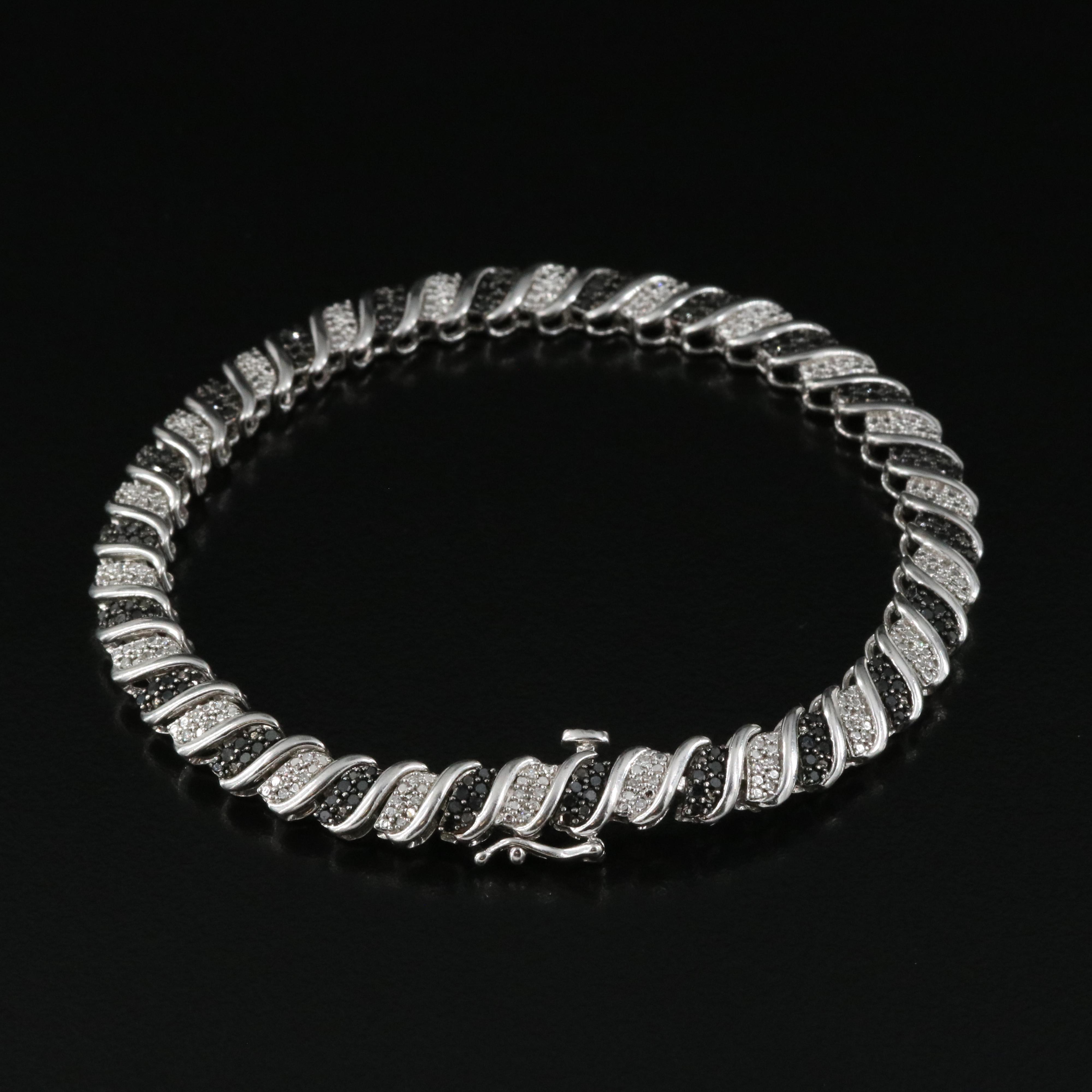 Sterling Diamond Link Bracelet