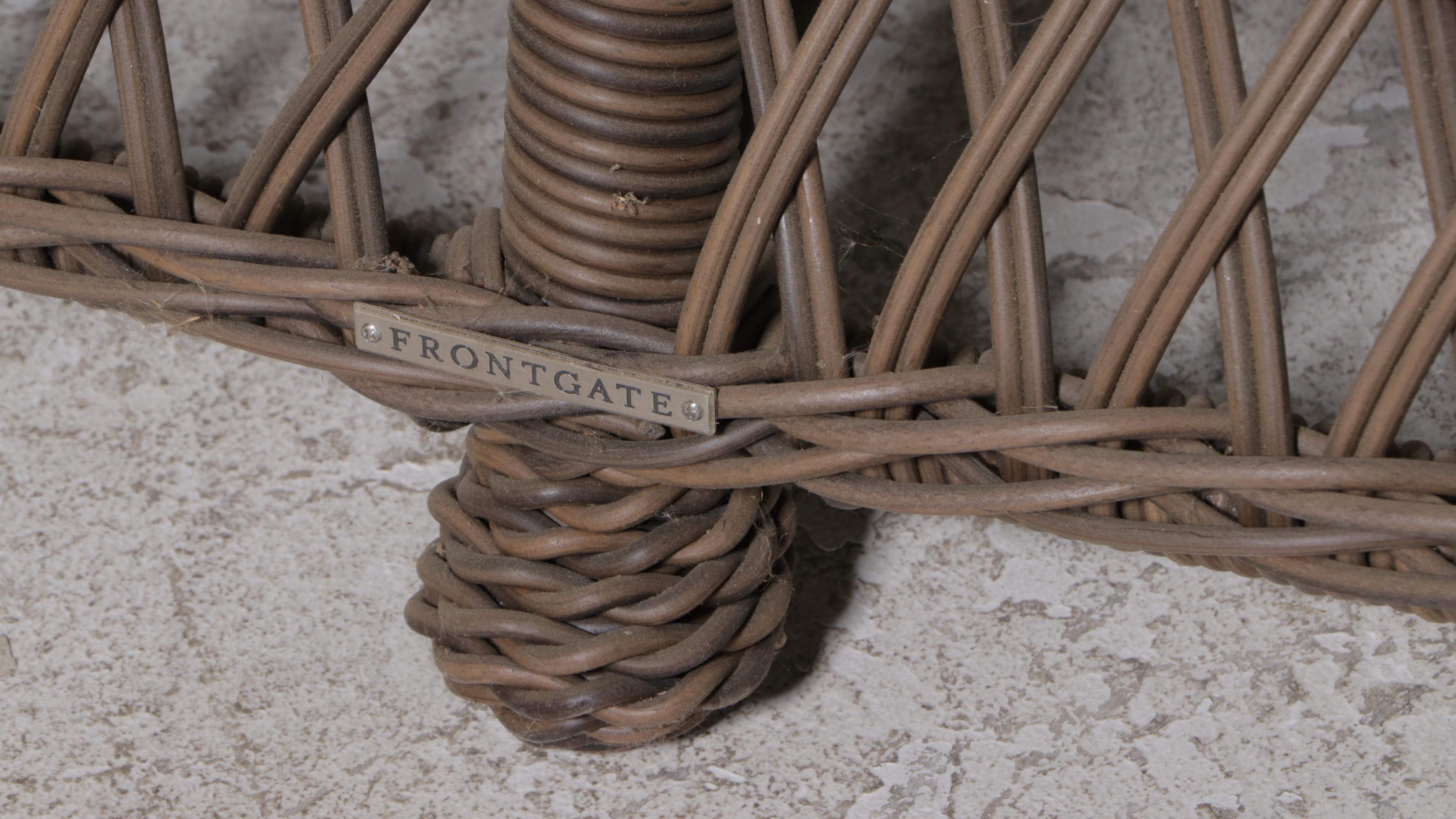 Frontgate "Hampton" Resin Wicker Patio Sofa in Driftwood Finish