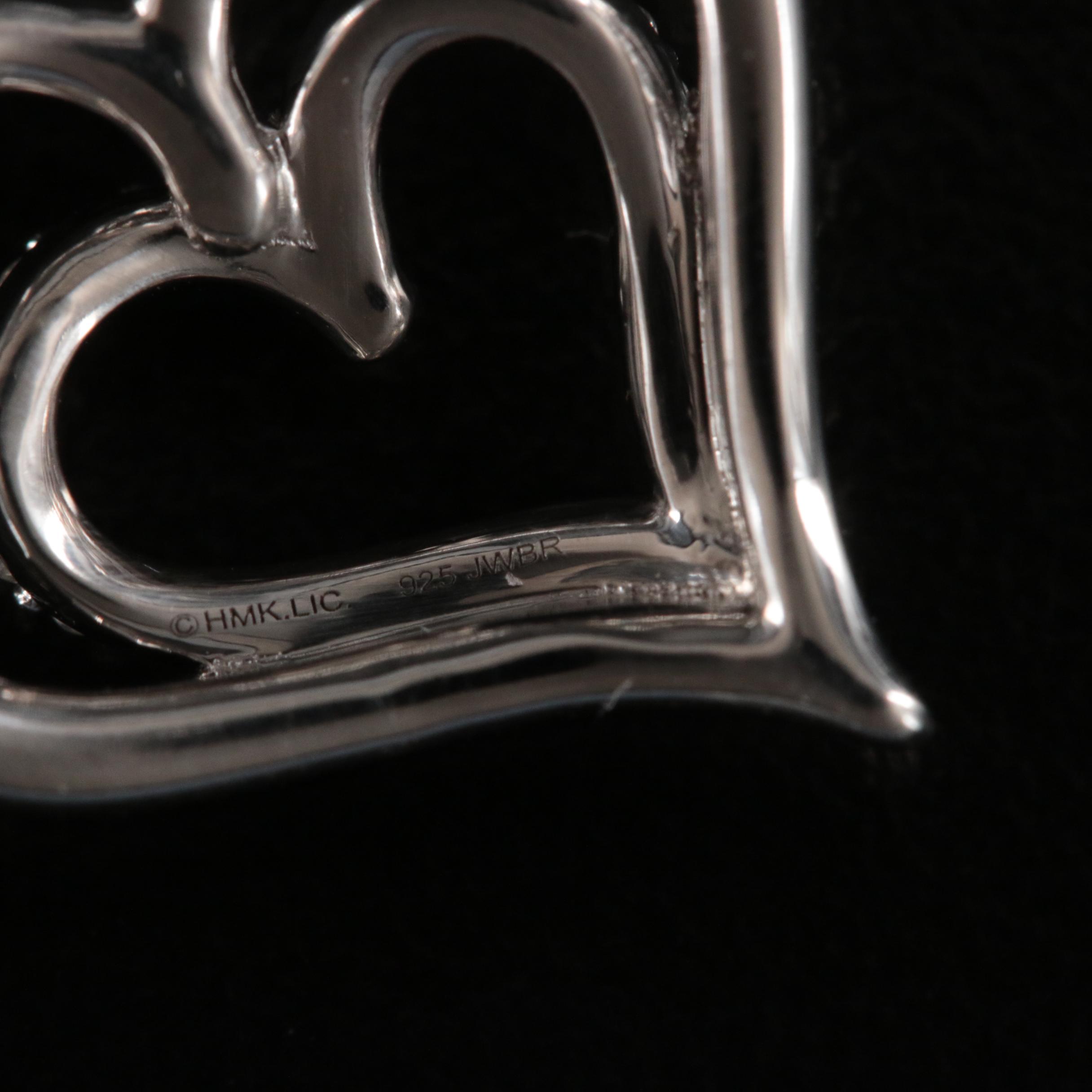 Sterling Diamond Heart Pendant Necklace