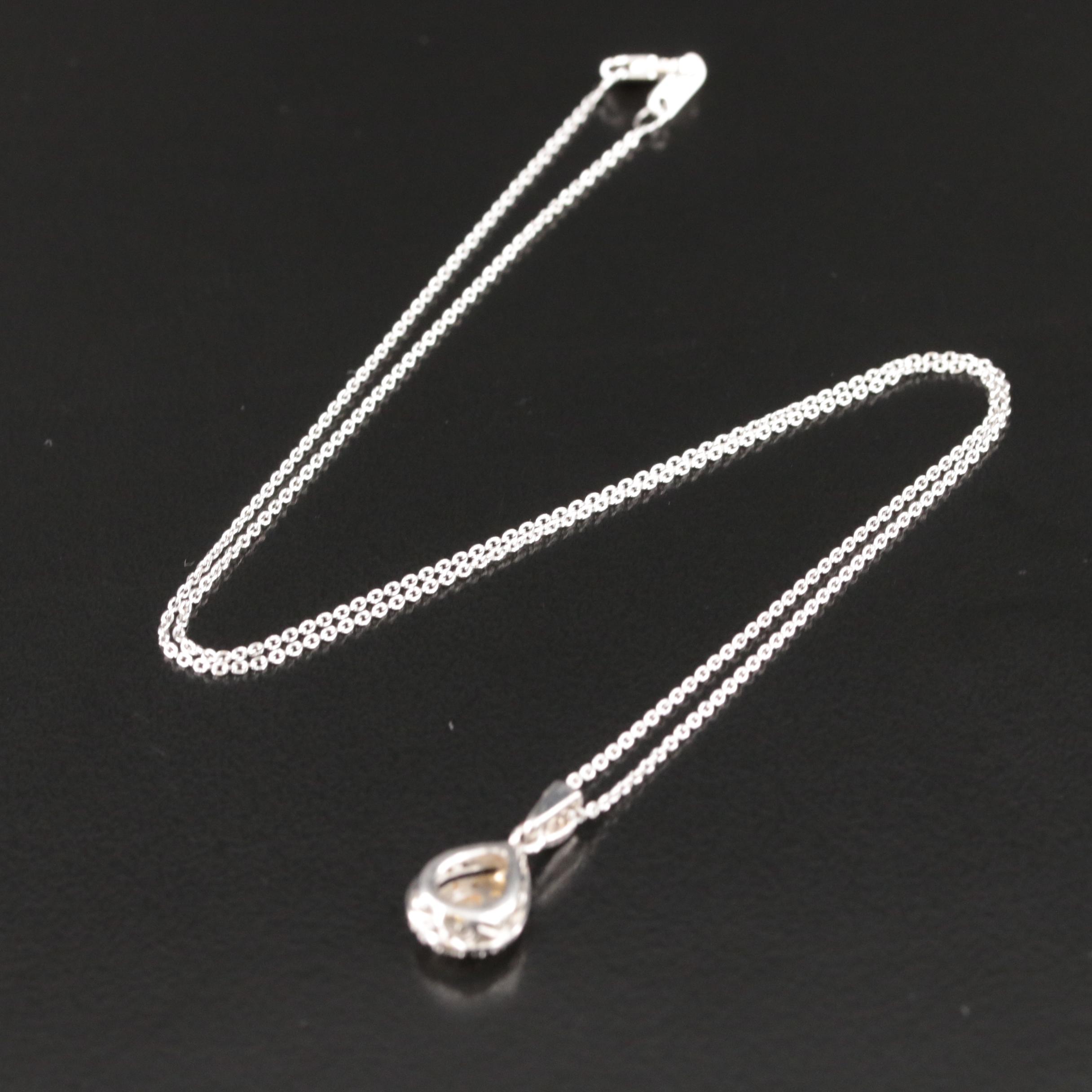 Sterling Diamond Teardrop Pendant Necklace