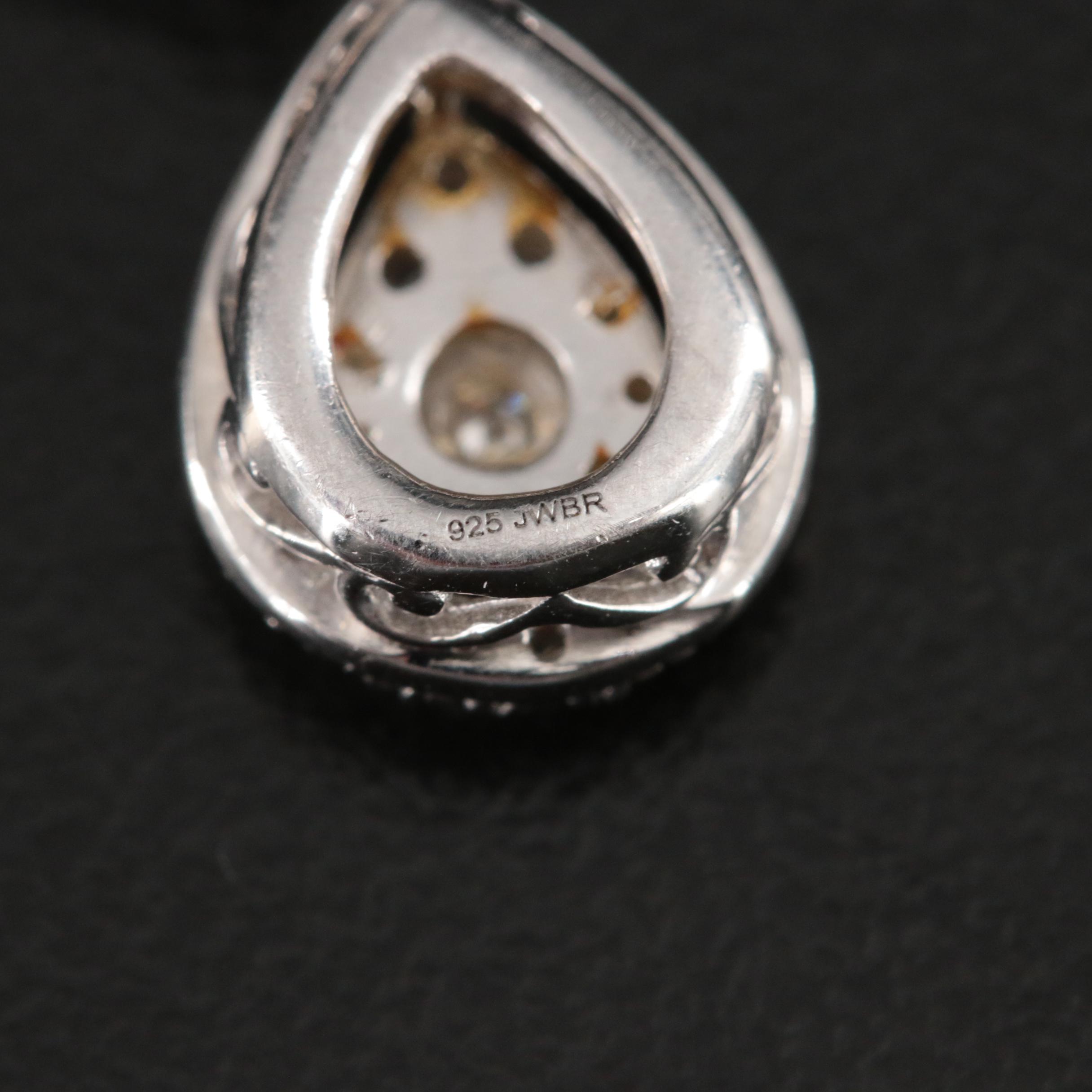 Sterling Diamond Teardrop Pendant Necklace