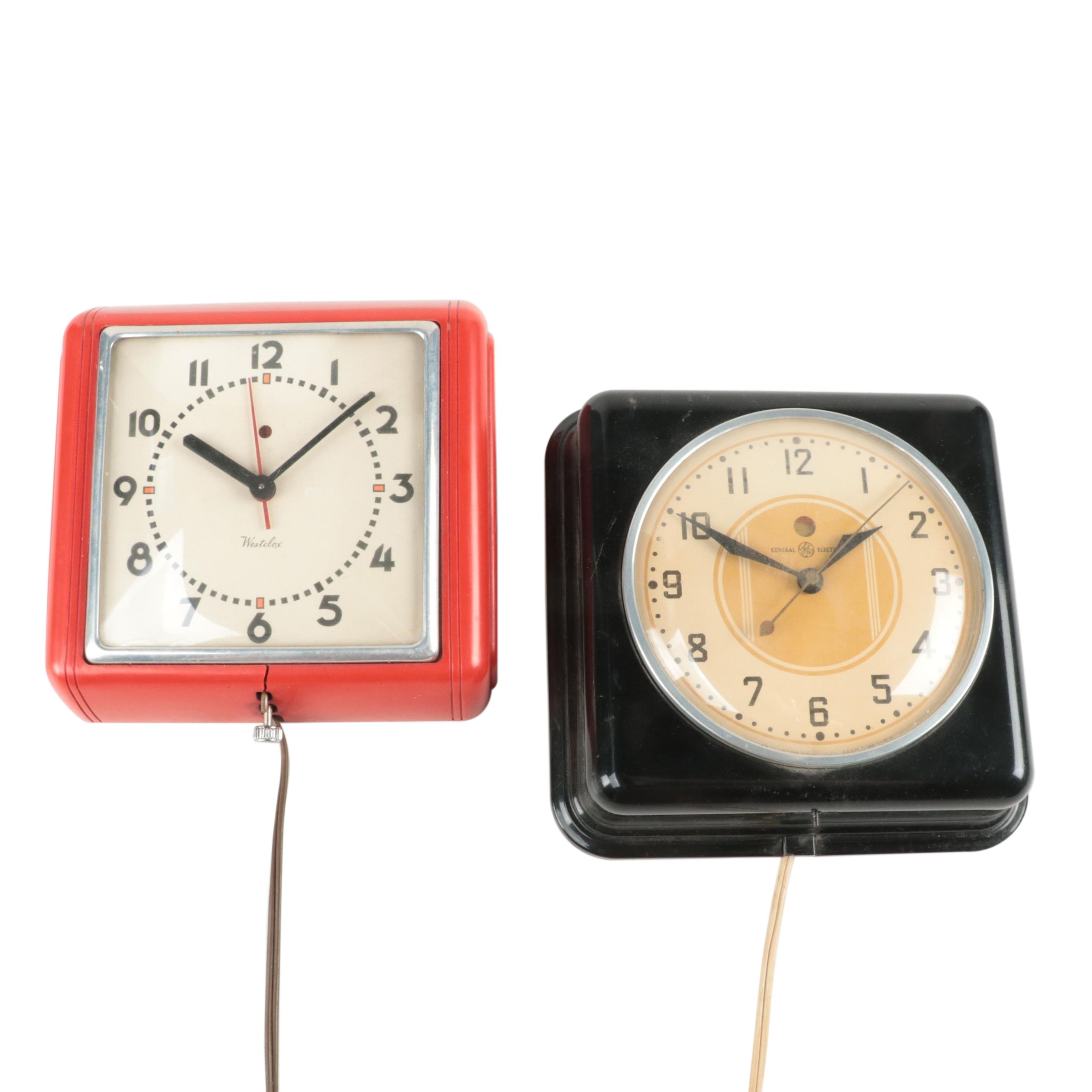 Westclox and General Electric Wall-Mounted Clocks, Mid-Late 20th Century