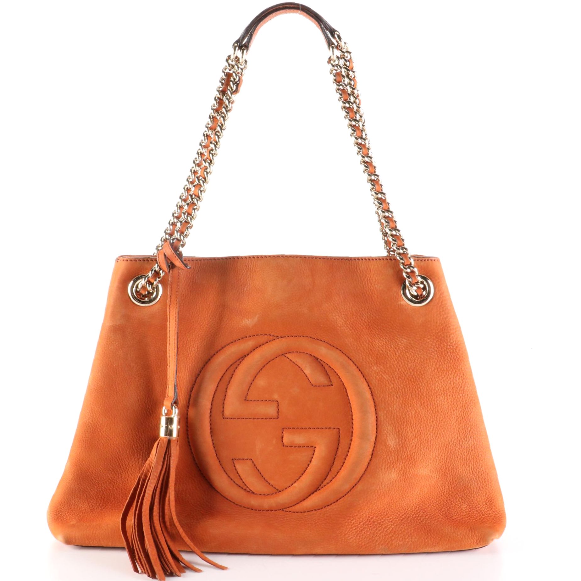 Gucci Soho Chain Strap Shoulder Bag in Nubuck Suede with Tassel