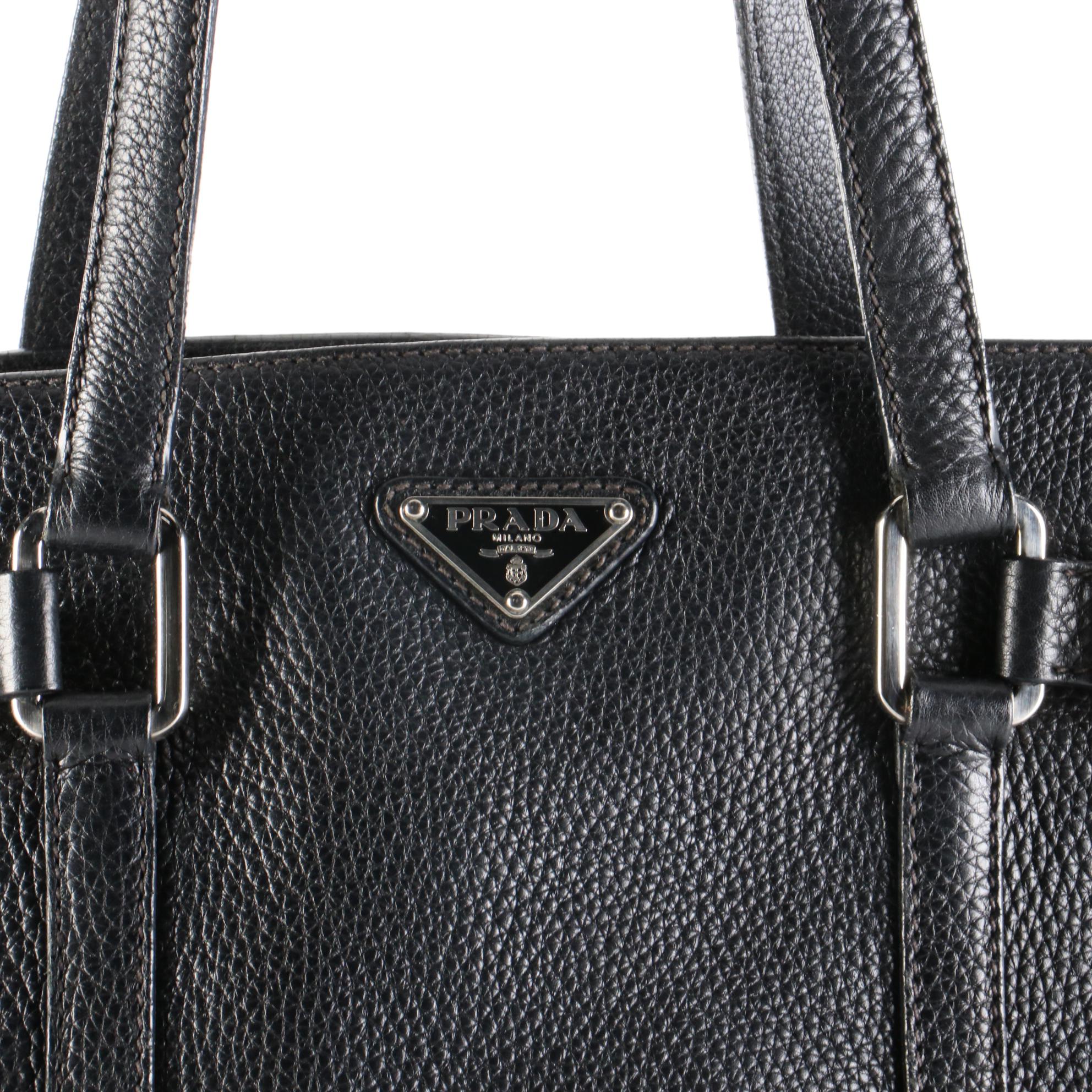 Prada Buckle Vitello Daino Leather Shoulder Bag