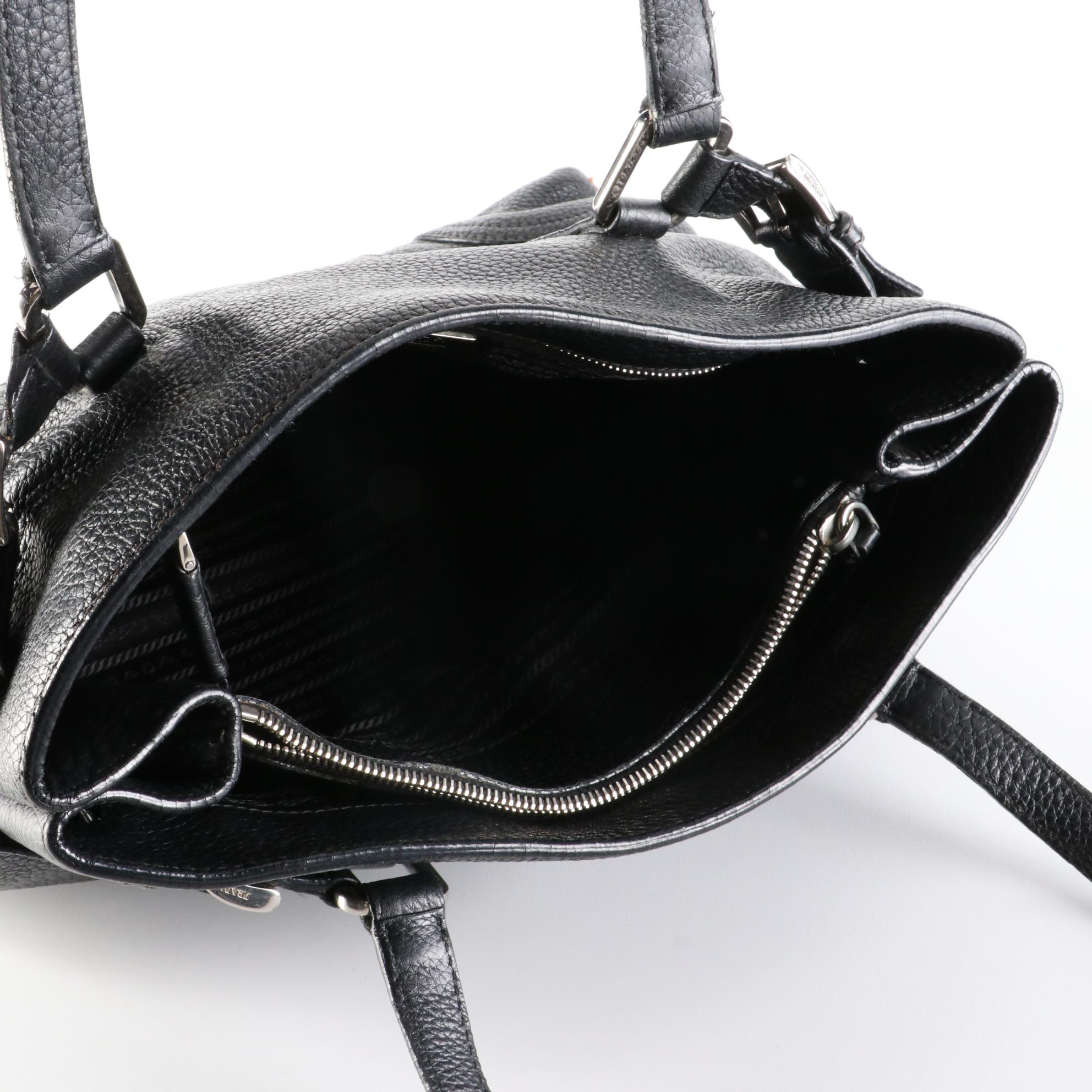 Prada Buckle Vitello Daino Leather Shoulder Bag