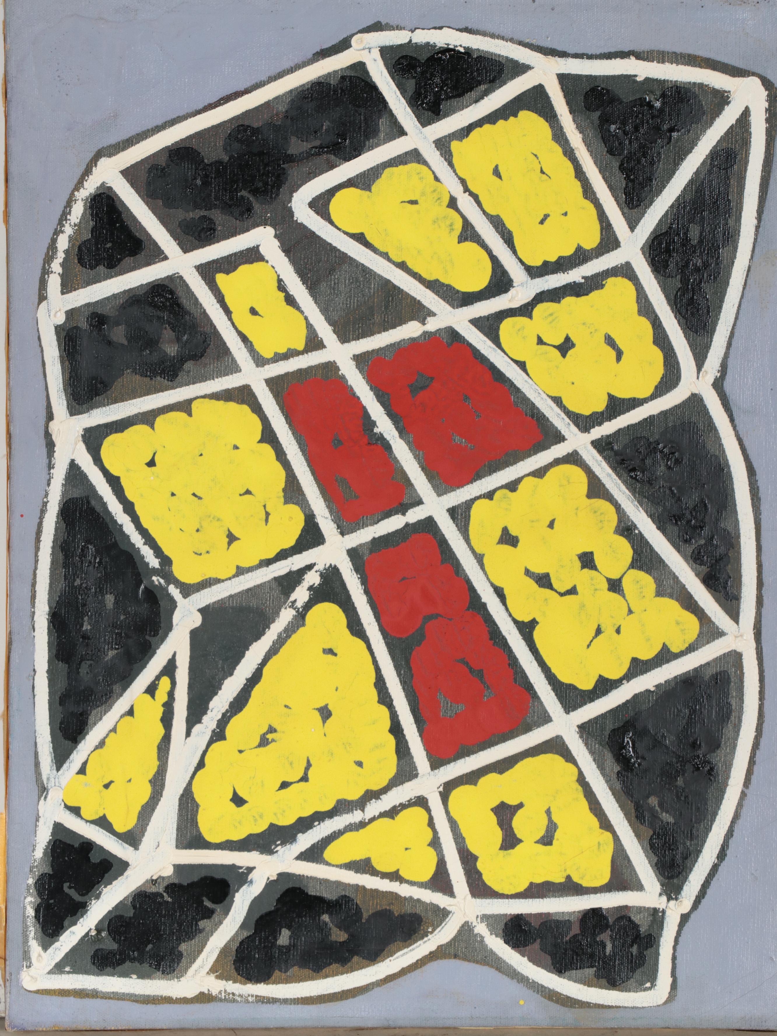 Abstract Non-Objective Oil Painting, Mid-20th Century