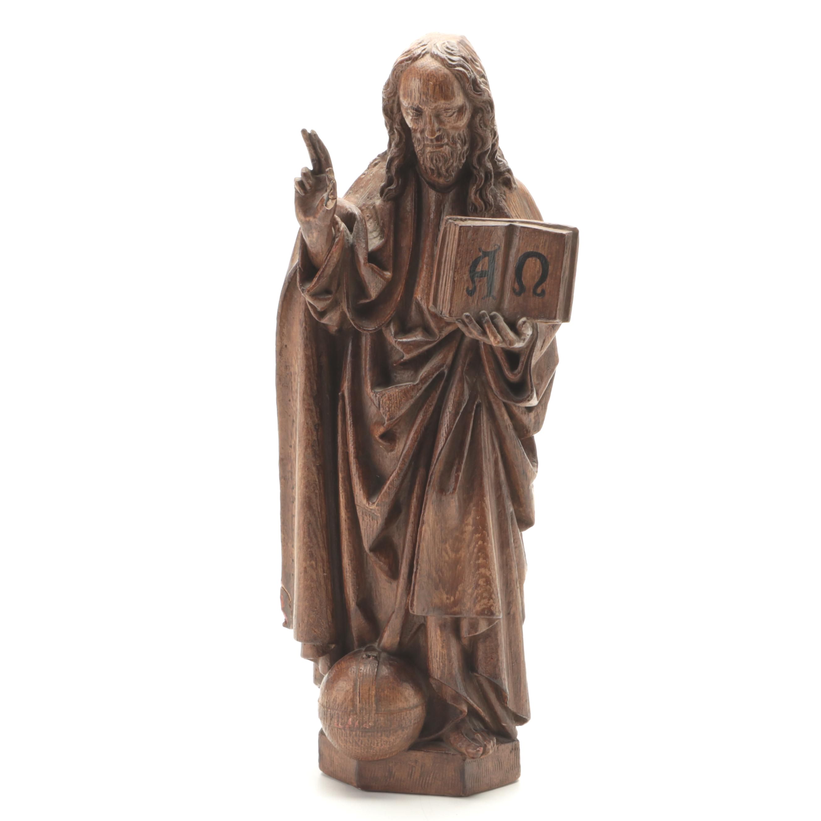 Carolingian Style Cast Plaster Sculpture of Jesus as the Alpha and Omega