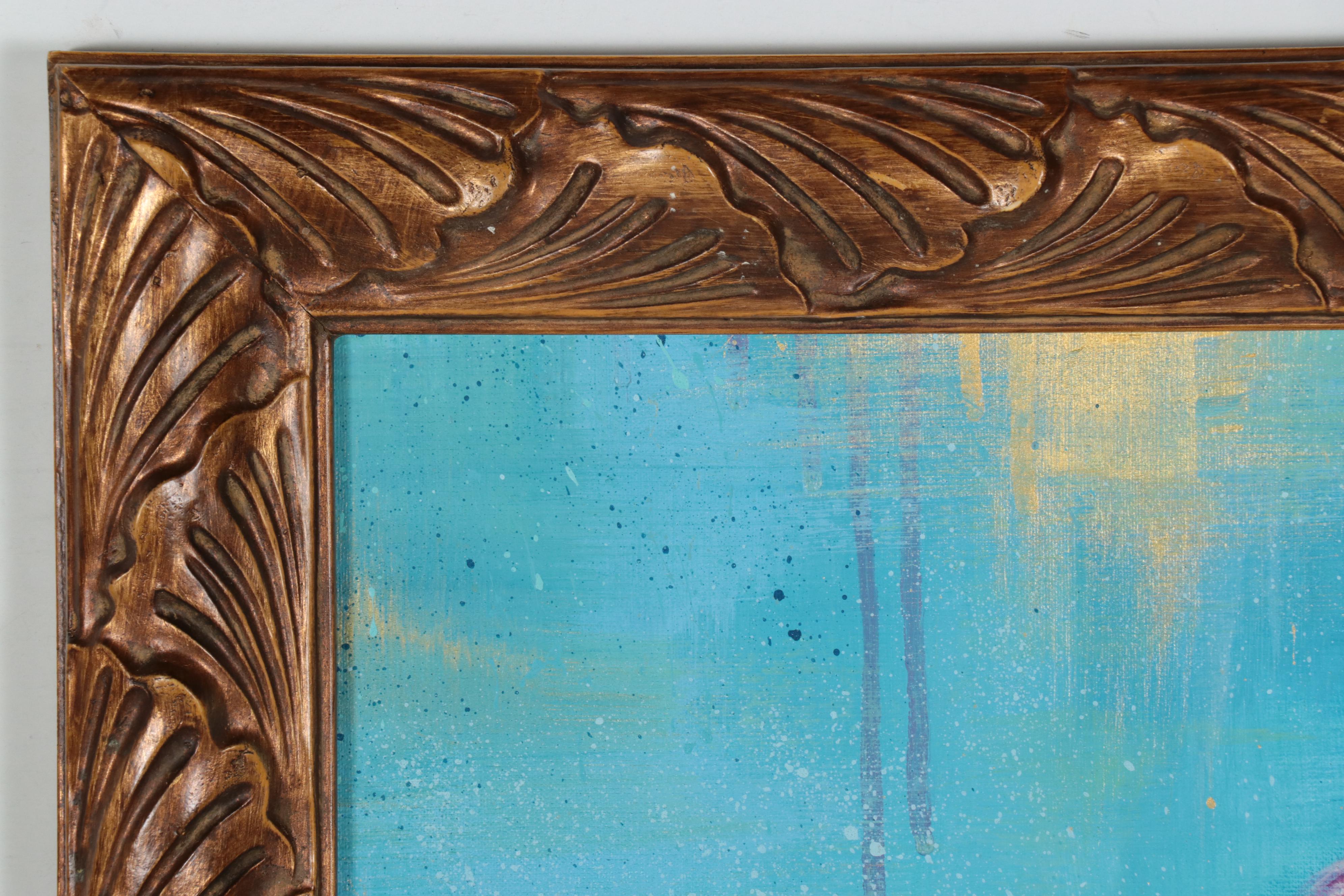 Peacock Mixed Media Painting, 21st Century