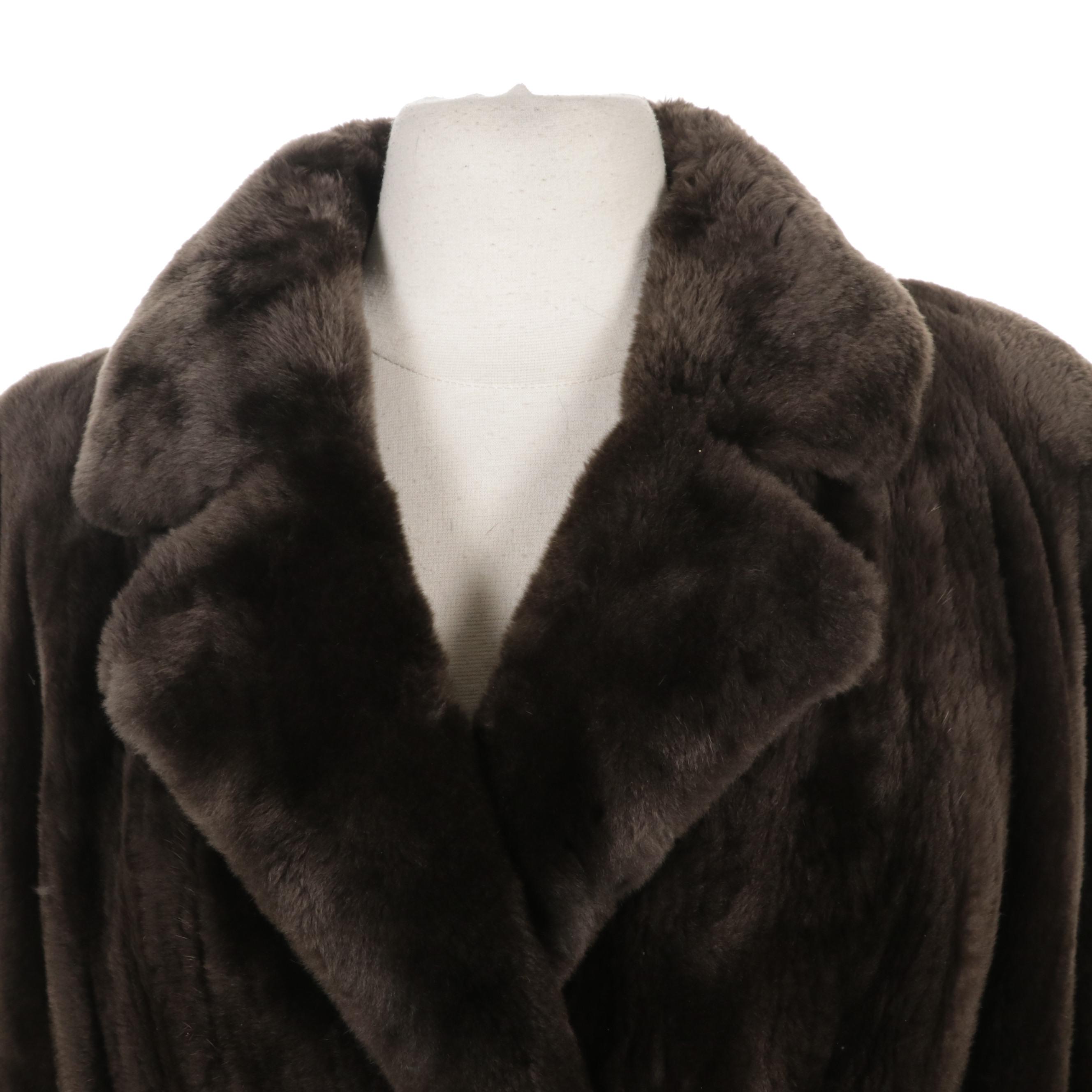 Sheared Beaver Fur Coat by Calvin Klein