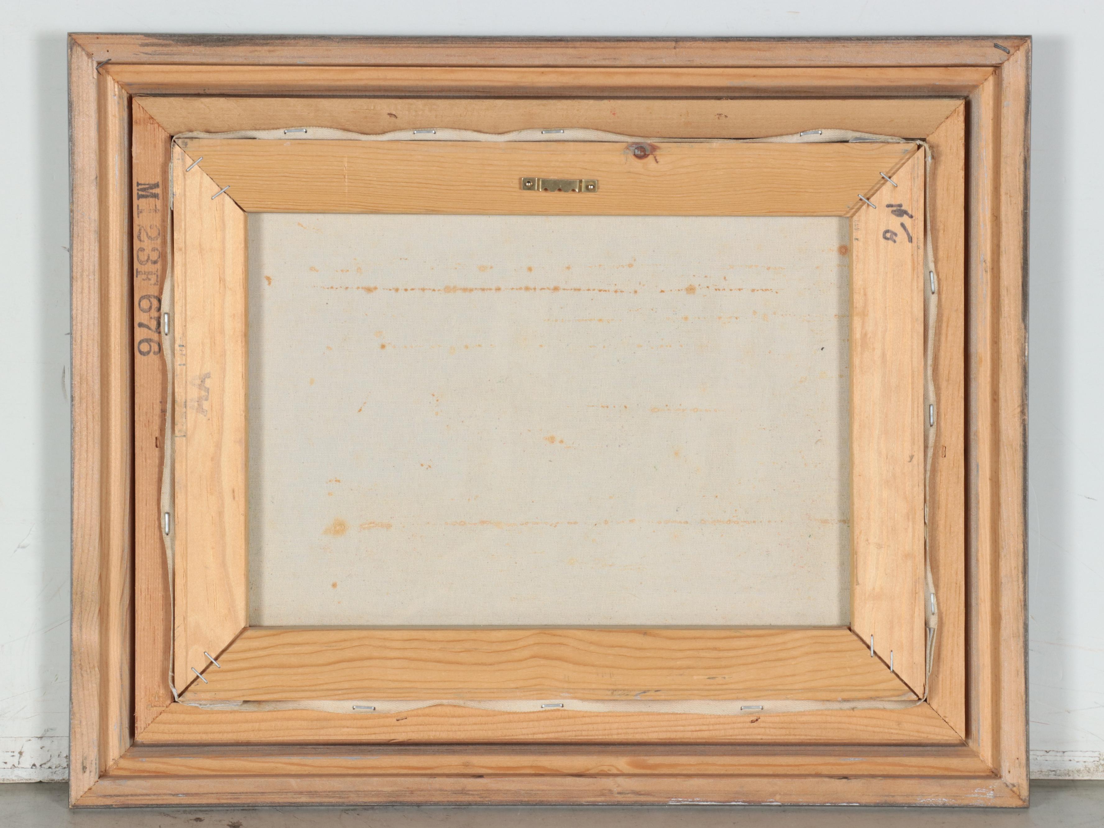 K. Wallis Oil Painting of Coastal Architecture, Late 20th Century