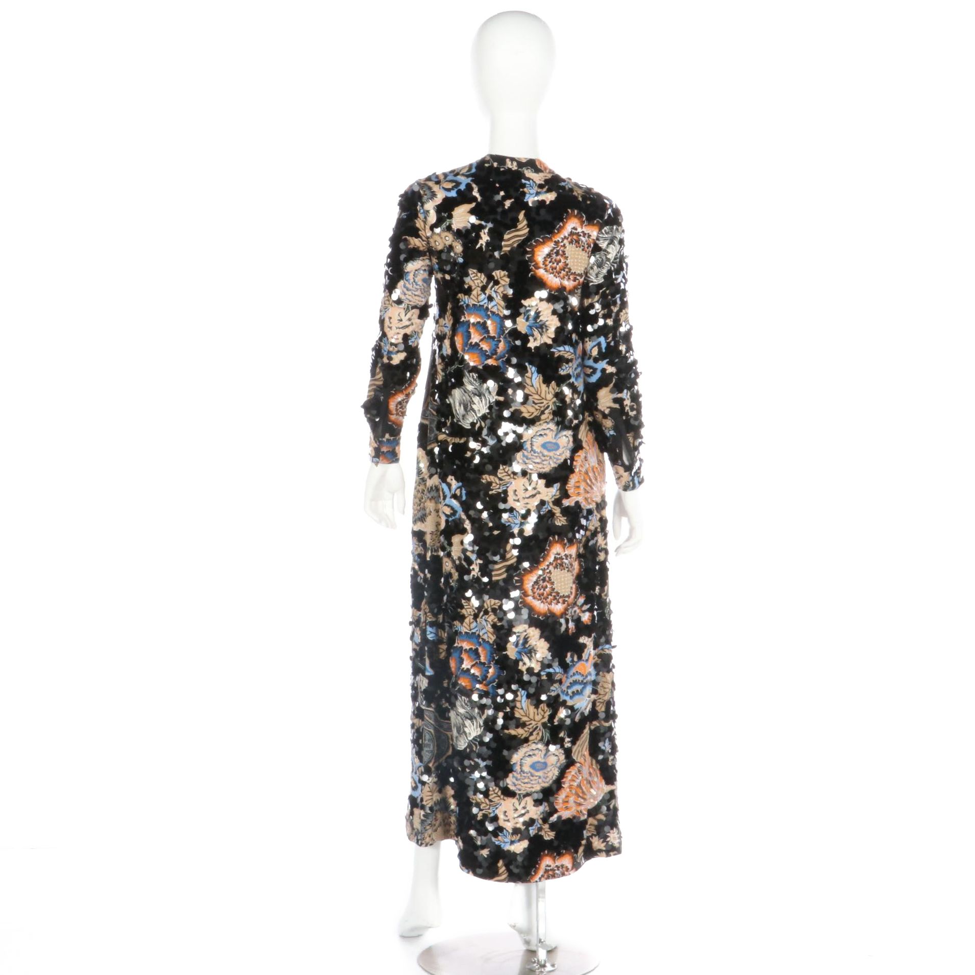 Tory Burch Agnes Sequin Paillettes Floral Print Maxi Dress, New with Tag