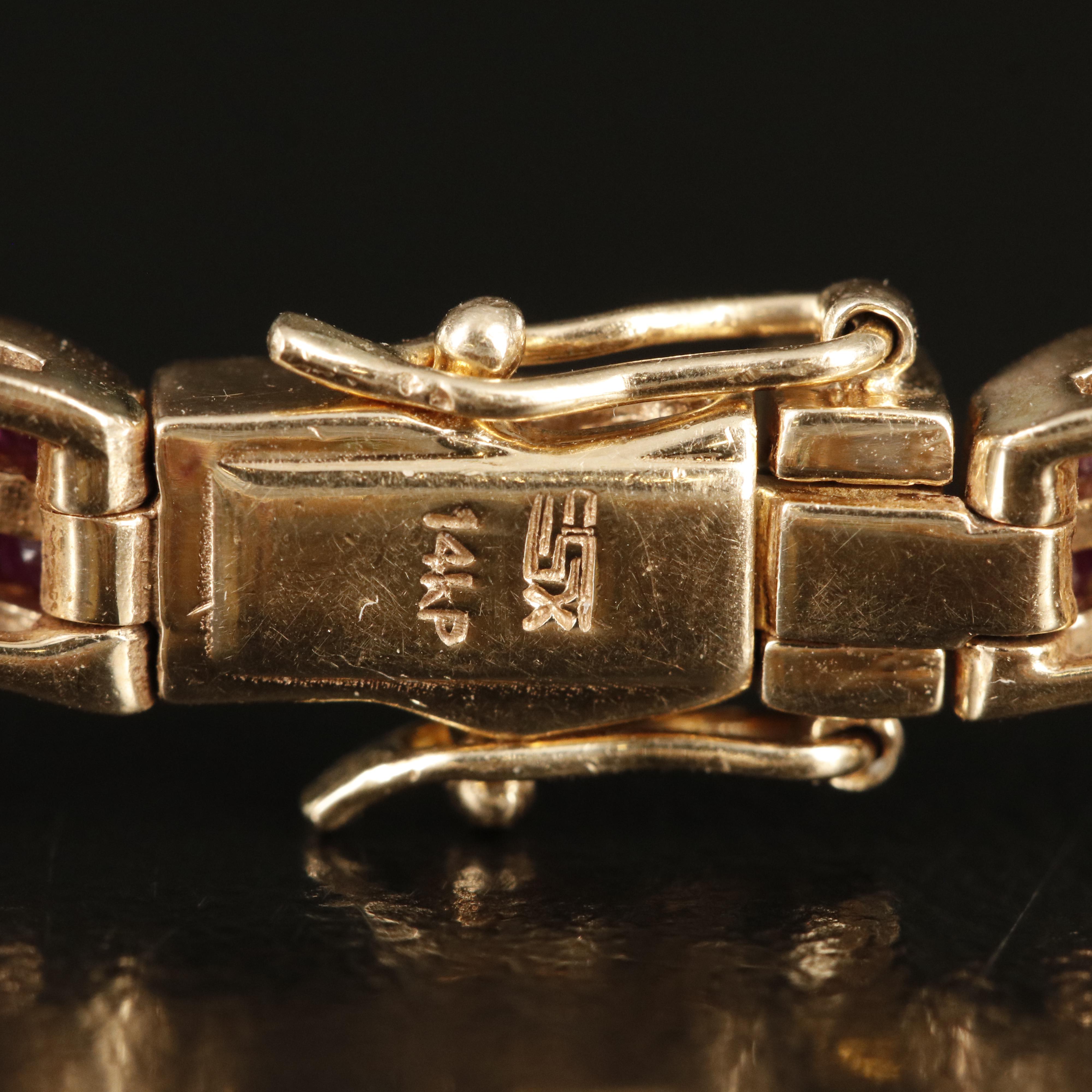 14K Diamond and Gemstone Wave Link Bracelet