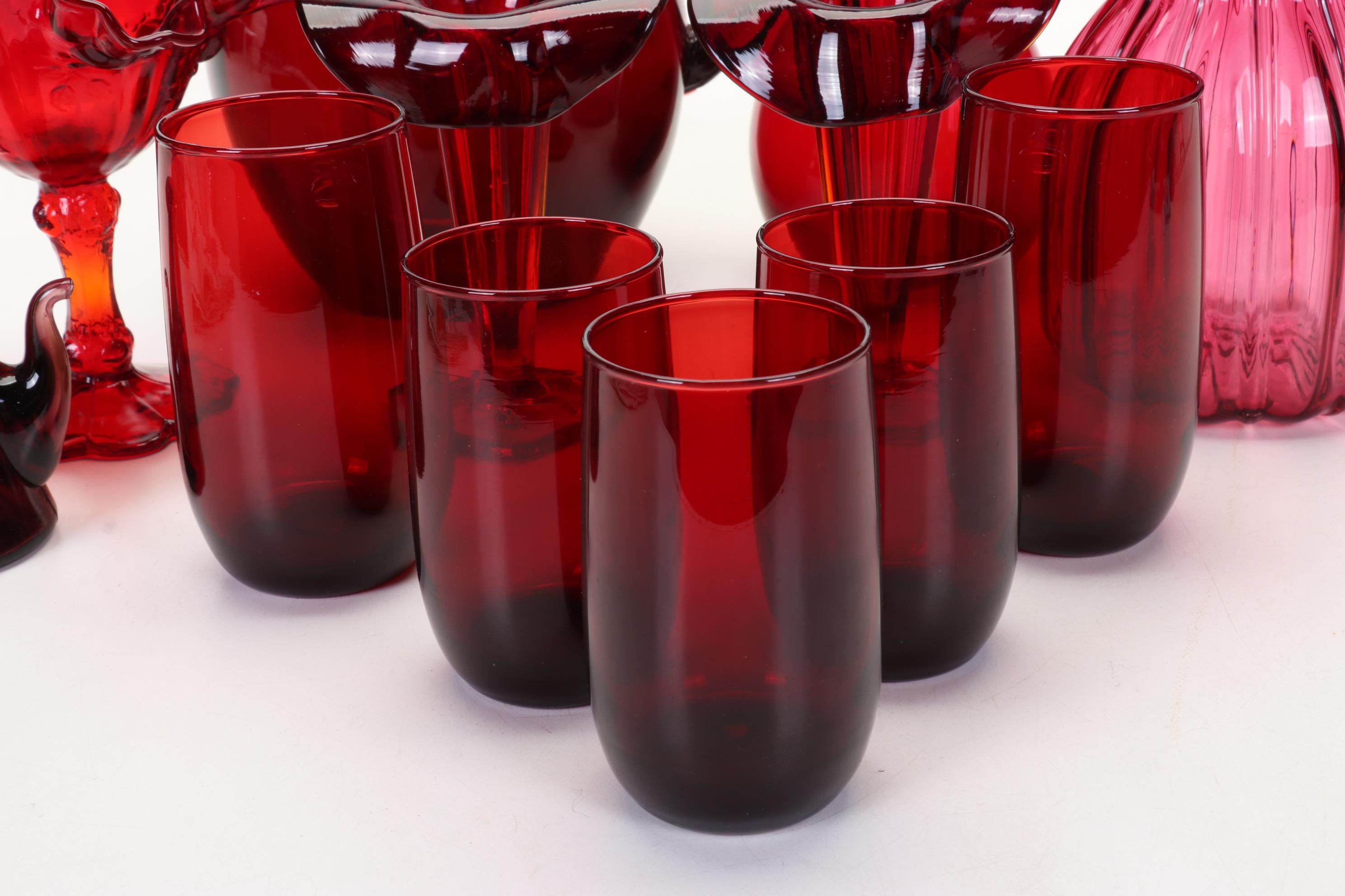 Ruby Red & Cranberry Glass Featuring Fenton, Anchor Hocking, & More Dinnerware