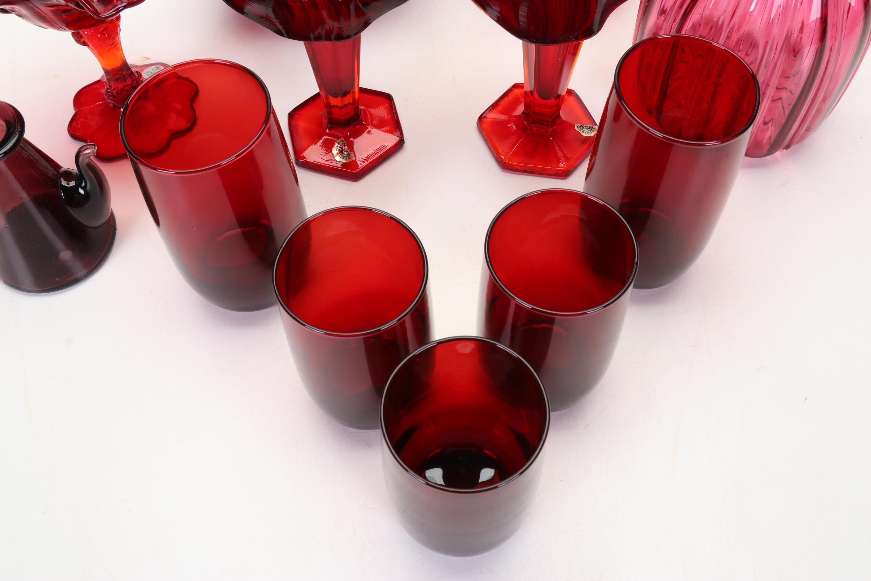 Ruby Red & Cranberry Glass Featuring Fenton, Anchor Hocking, & More Dinnerware
