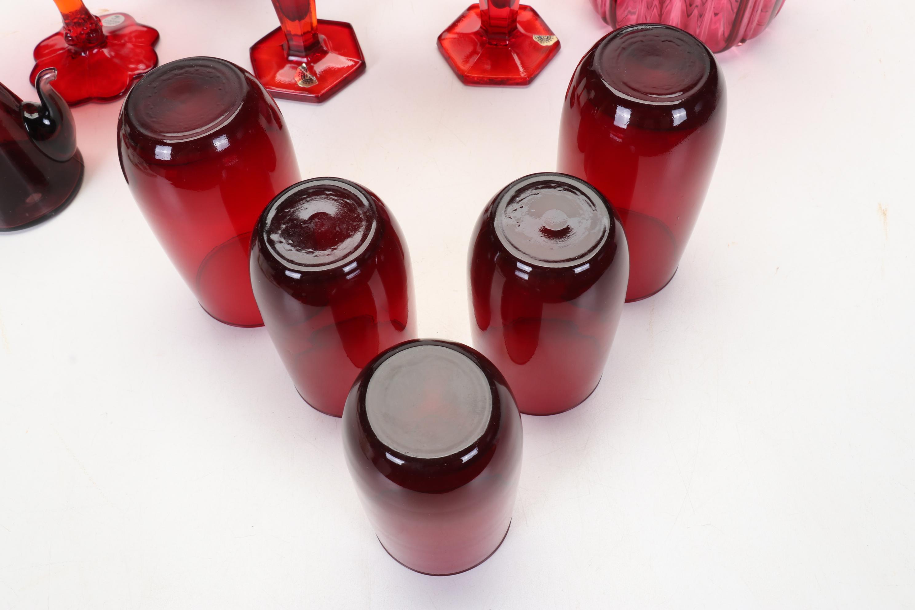 Ruby Red & Cranberry Glass Featuring Fenton, Anchor Hocking, & More Dinnerware