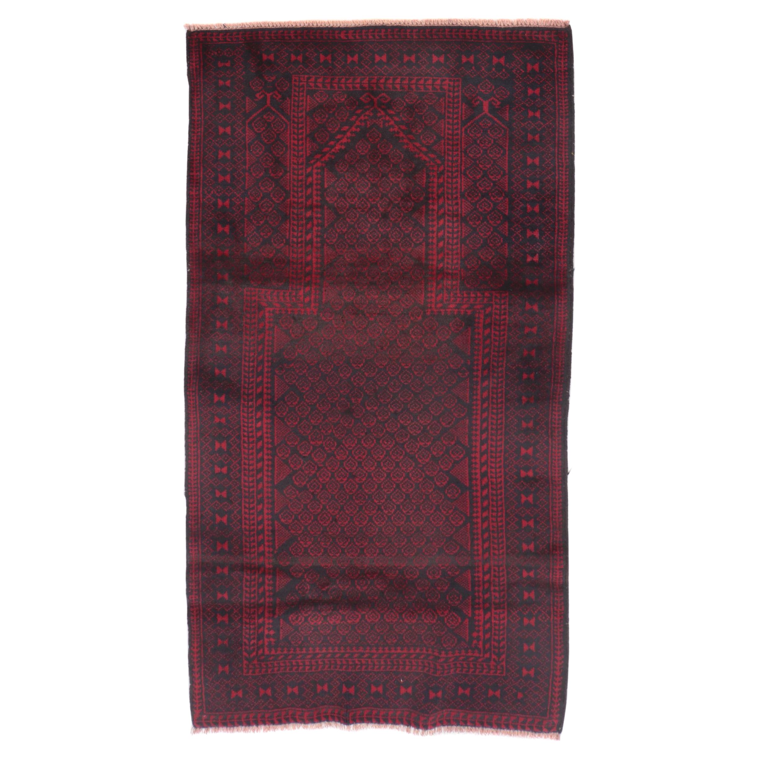 2'8 x 4'10 Hand-Knotted Afghan Baluch Prayer Rug