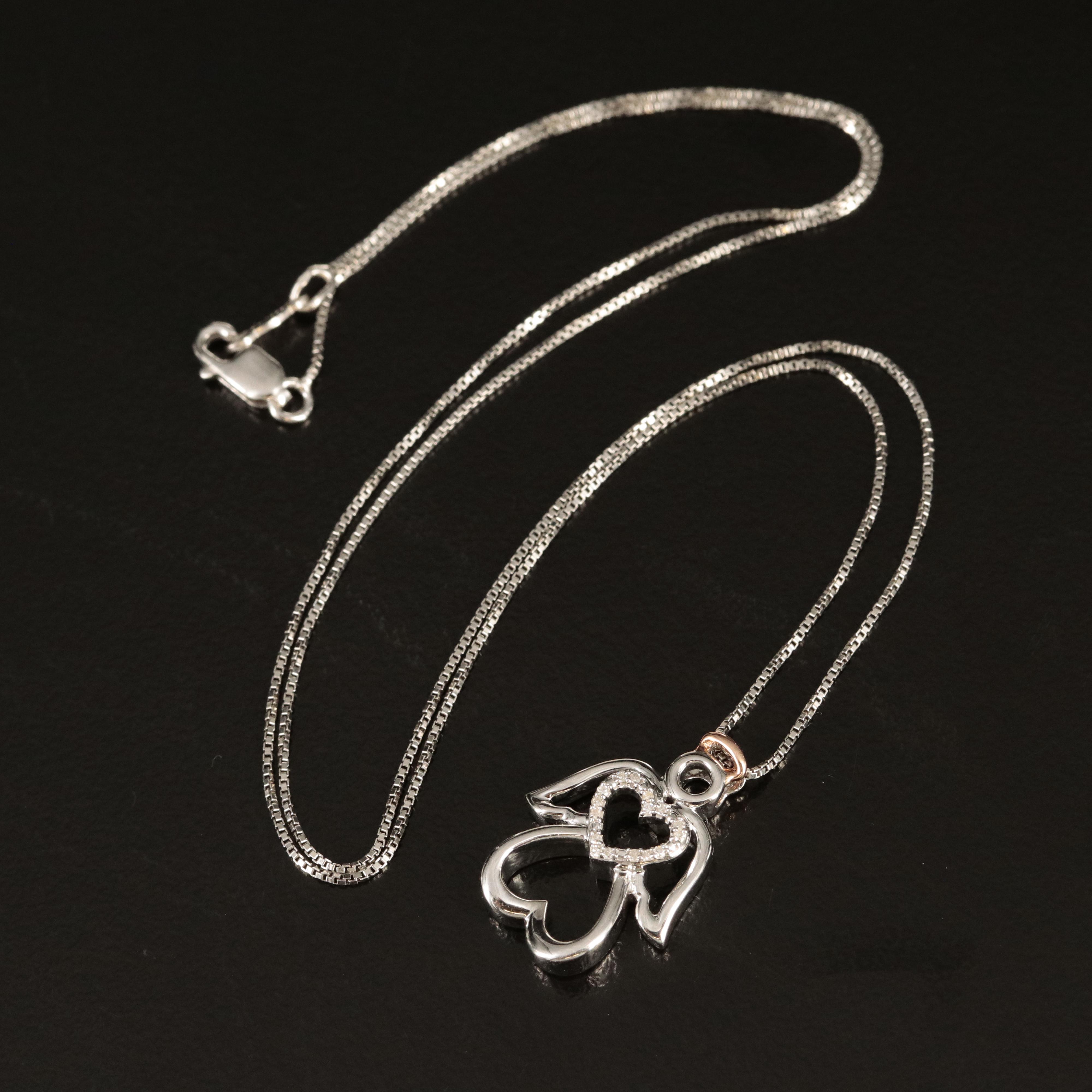 Sterling Diamond Angel Heart Pendant Necklace