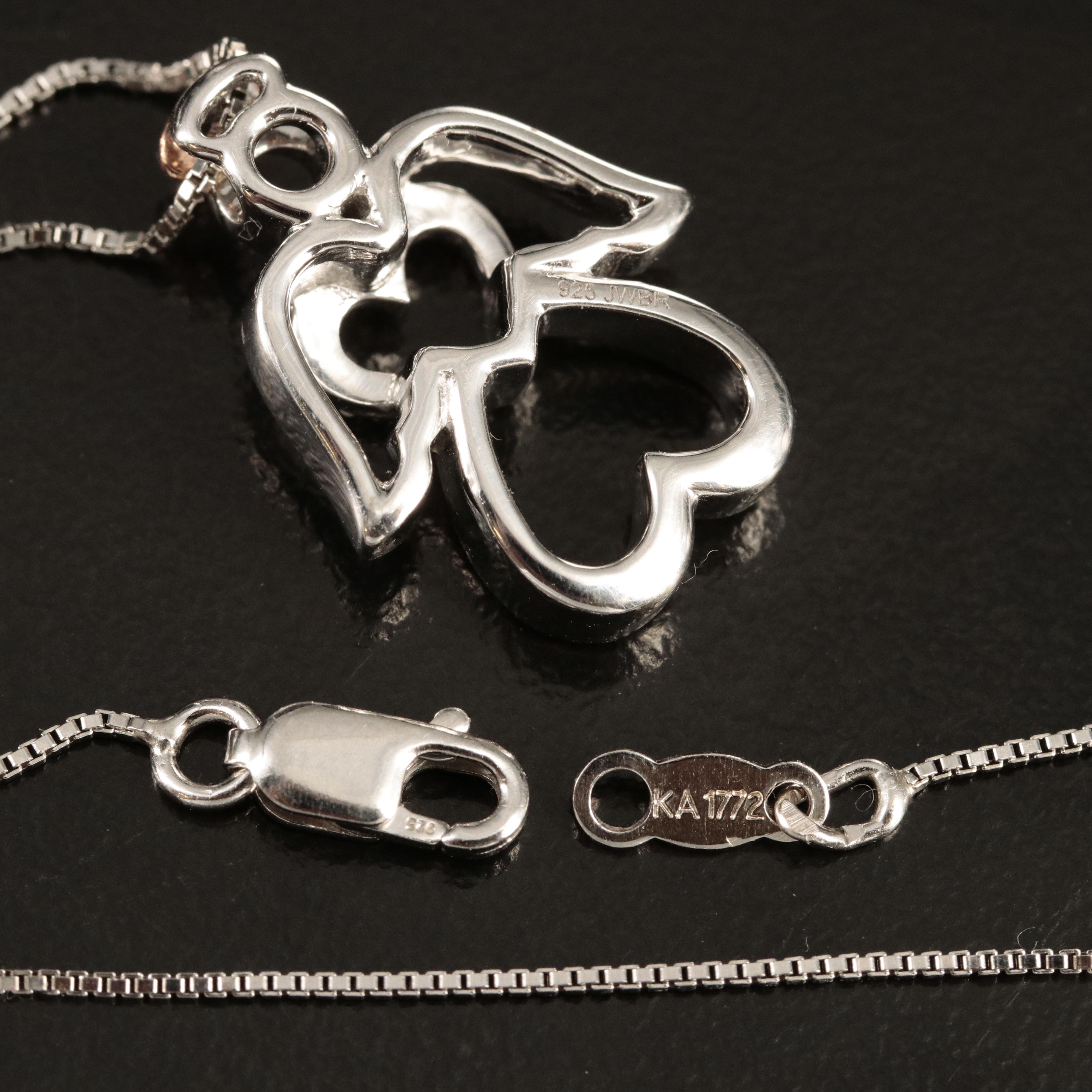 Sterling Diamond Angel Heart Pendant Necklace