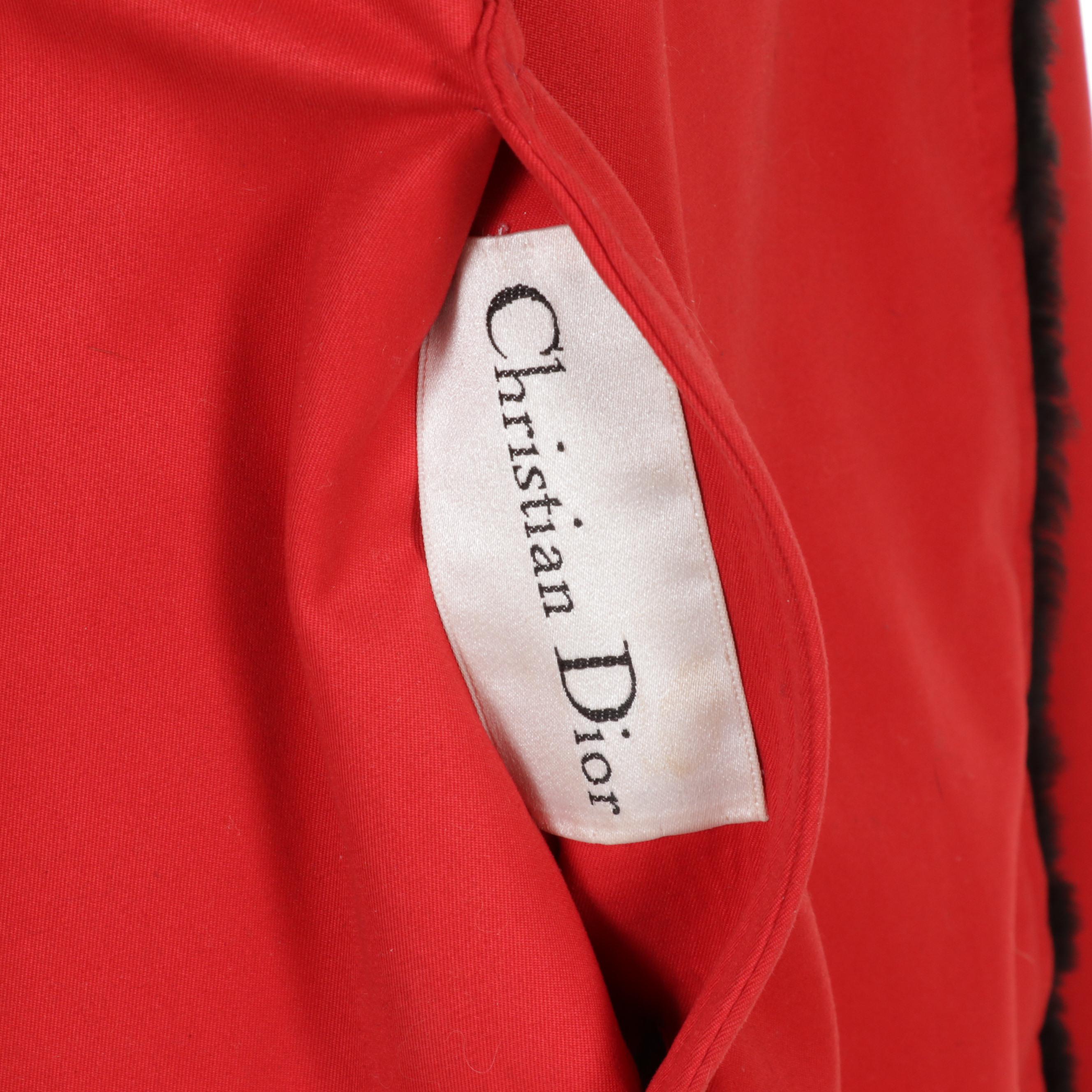 Christian Dior Red Coat with Sheared Beaver Fur Lining and Enameled Buttons