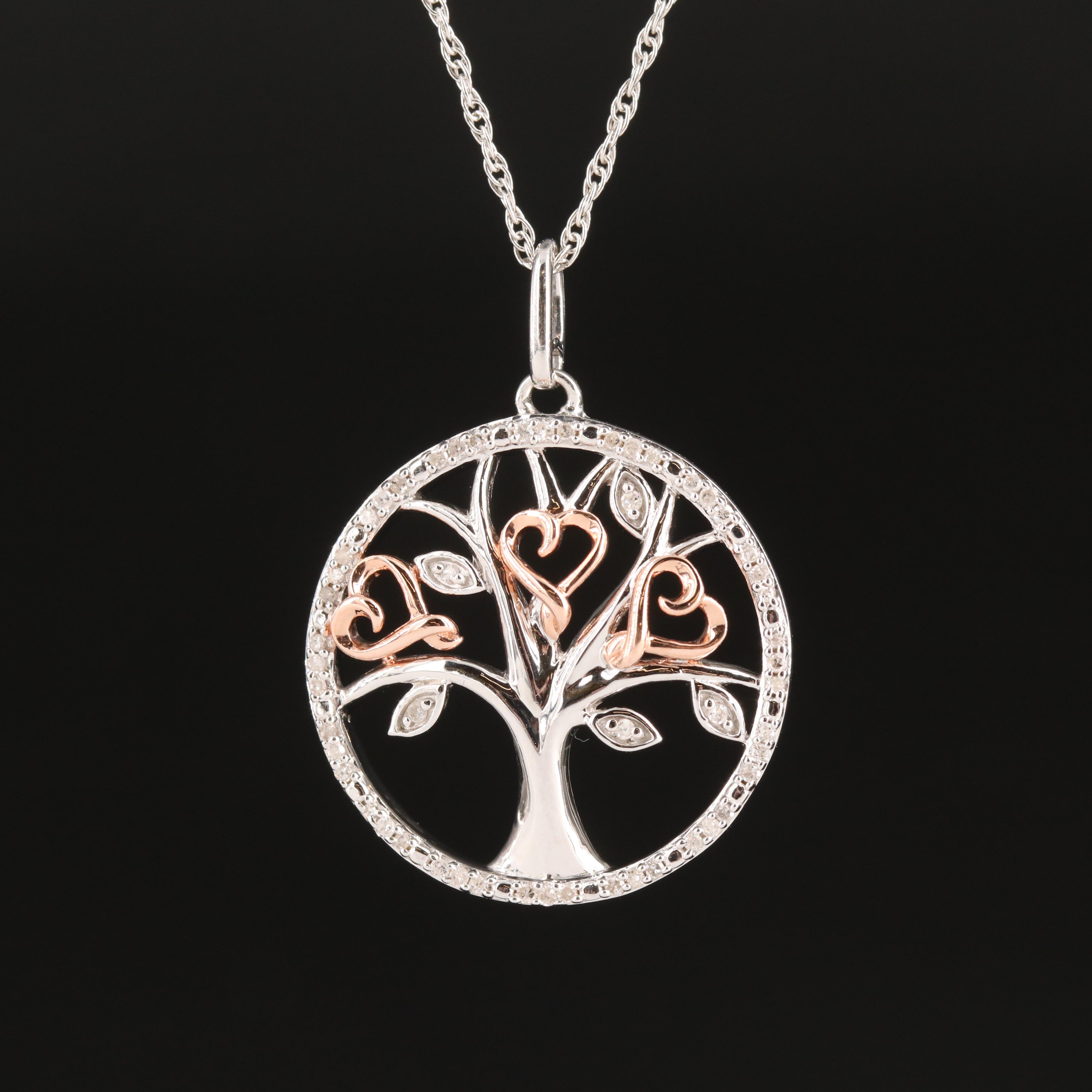 Sterling Diamond Tree of Life Necklace
