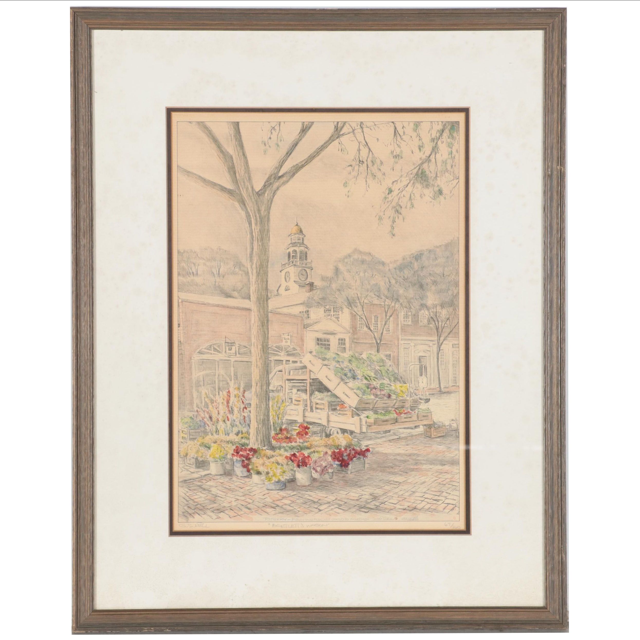 Gregory Hill Hand-Colored Rotogravure "Bartlett's Wagon," Late 20th Century