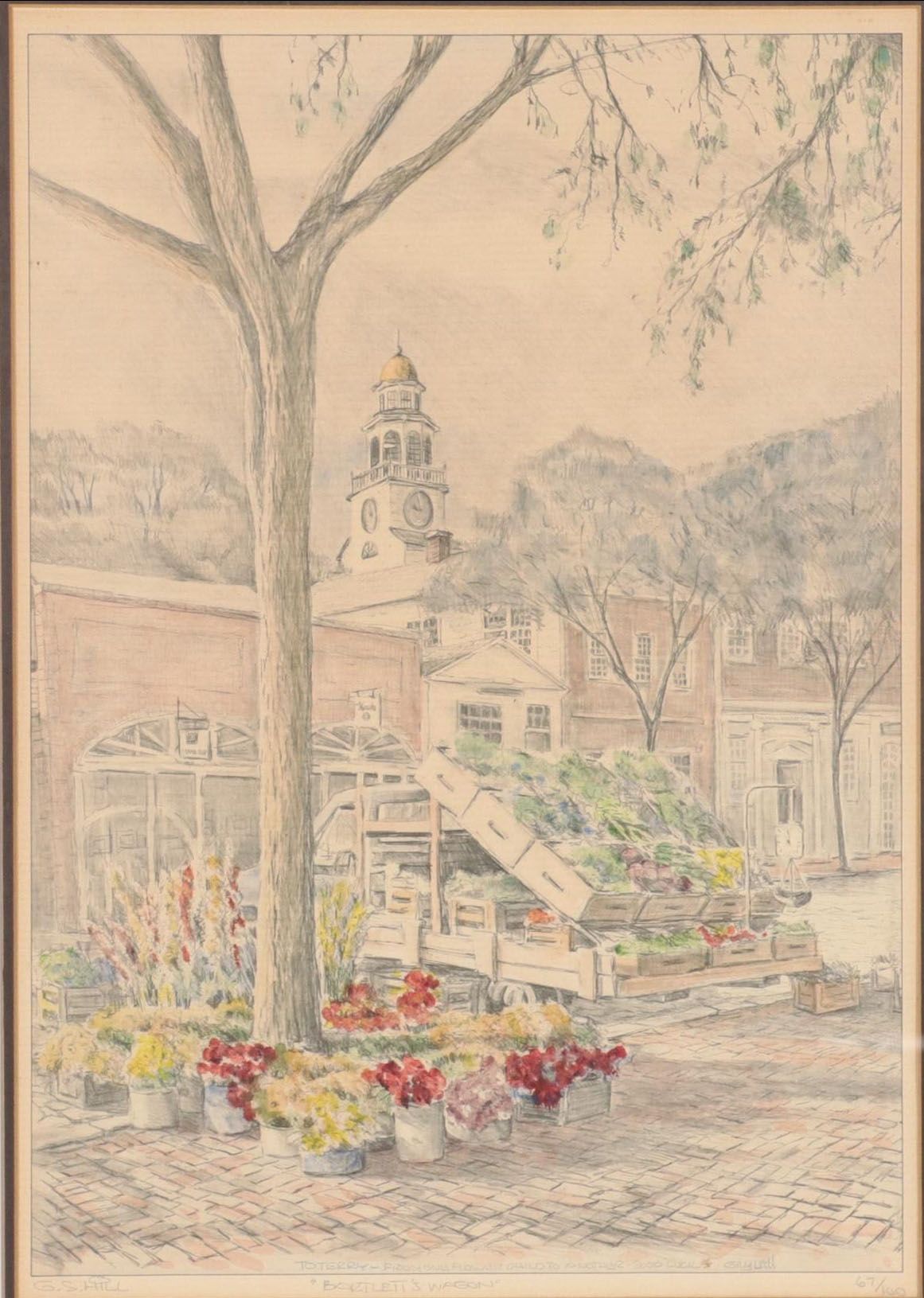 Gregory Hill Hand-Colored Rotogravure "Bartlett's Wagon," Late 20th Century