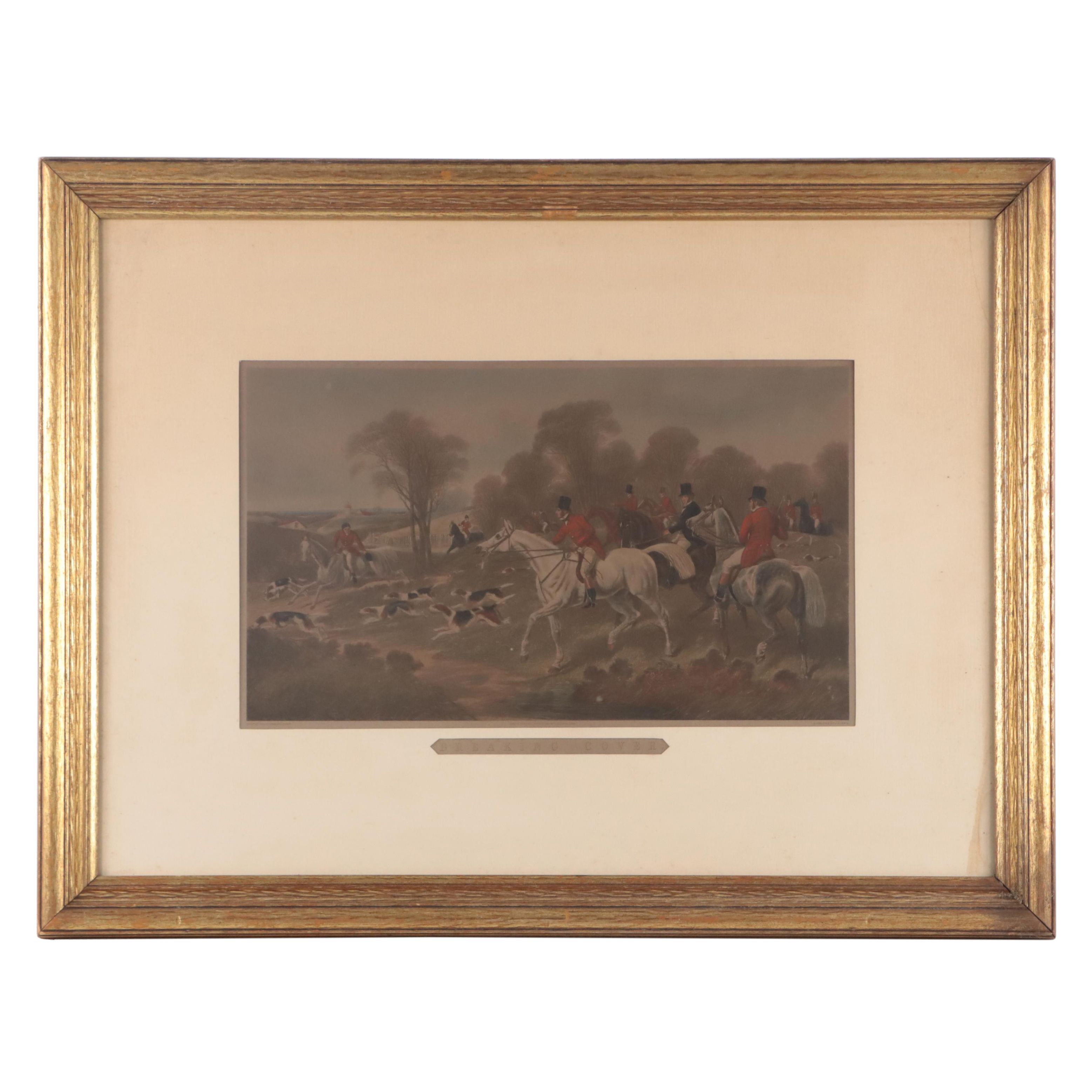 Hand-Colored Photogravure After John F. Herring "Breaking Cover," 1867