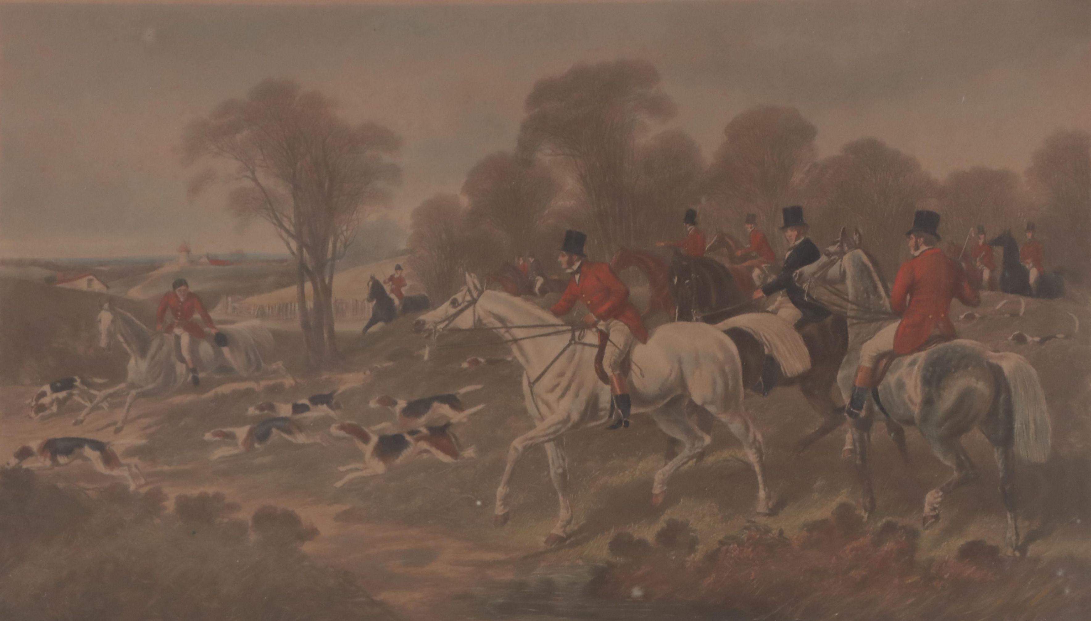 Hand-Colored Photogravure After John F. Herring "Breaking Cover," 1867