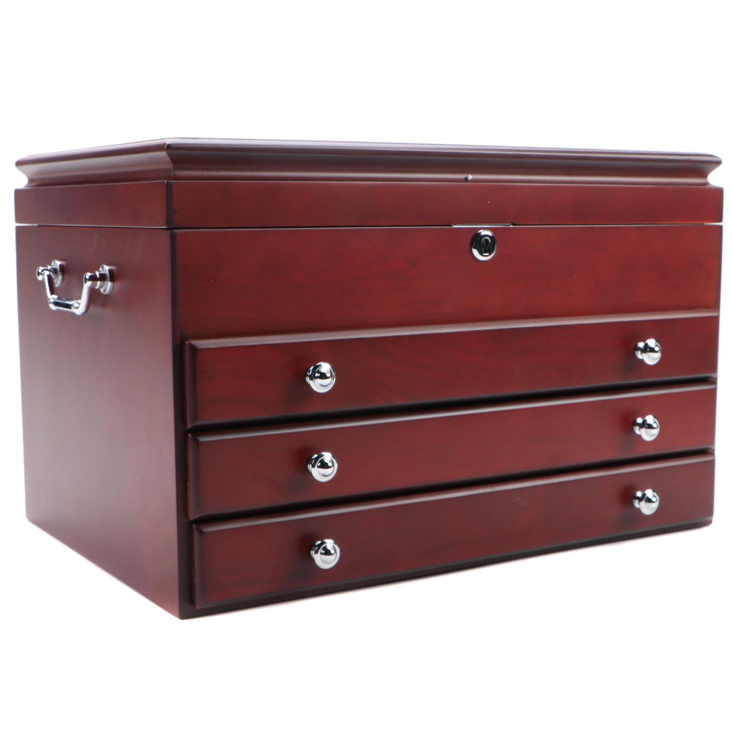 Jere Mahogany Finish Three-Drawer Jewelry Box