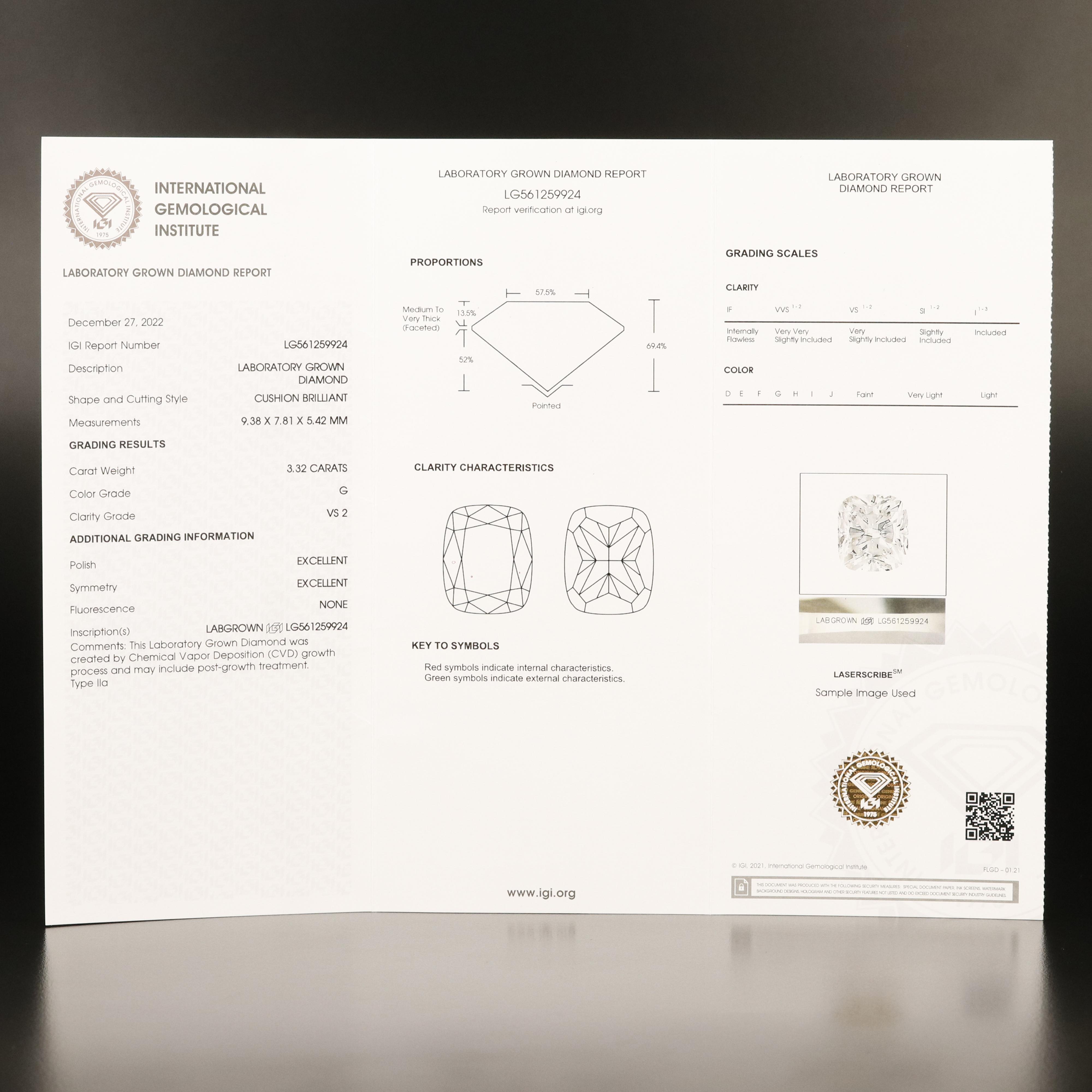 14K Rose Gold 3.60 CTW Lab Grown Diamond Ring with IGI Report