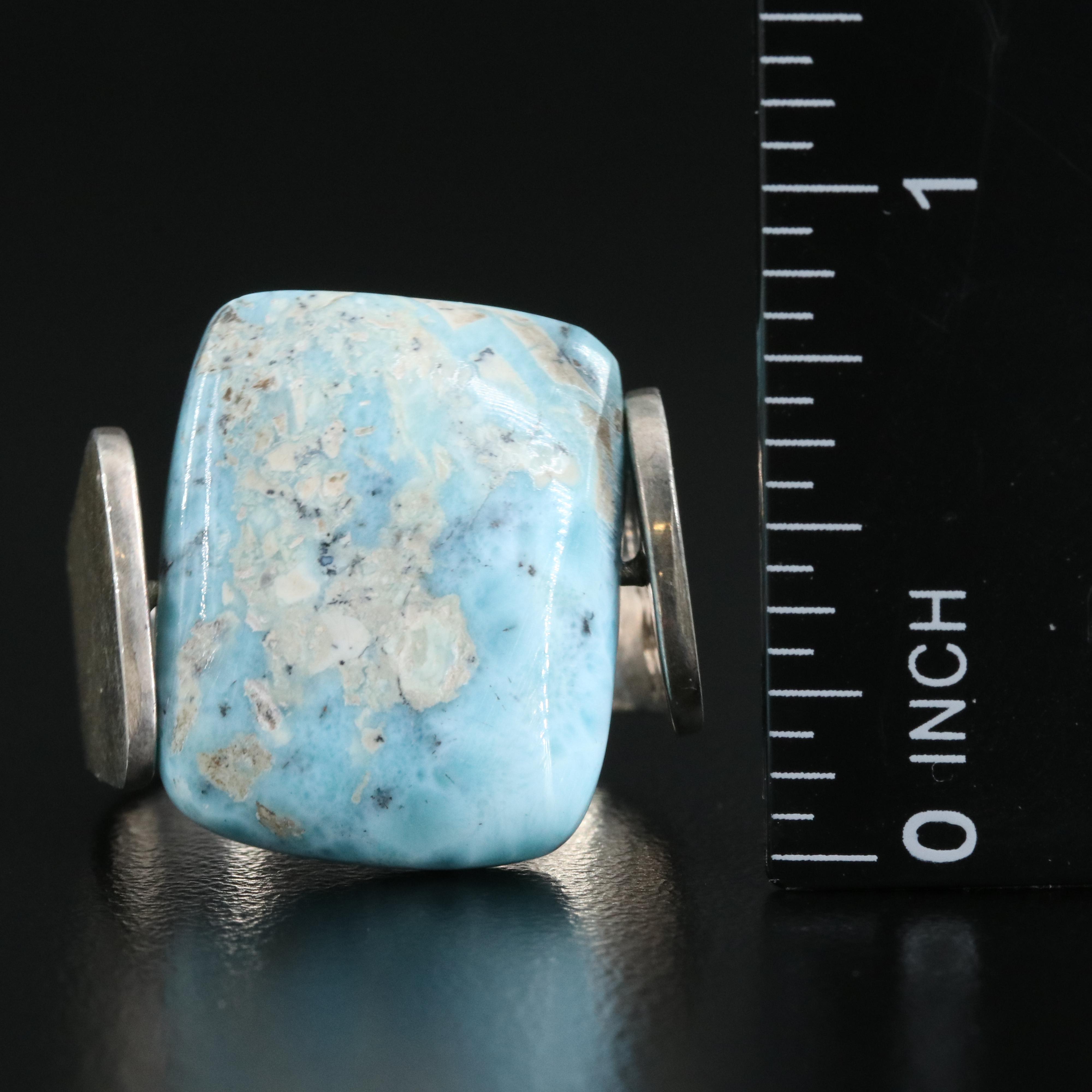 Sterling Ring with Bracelet Including Larimar and Glass