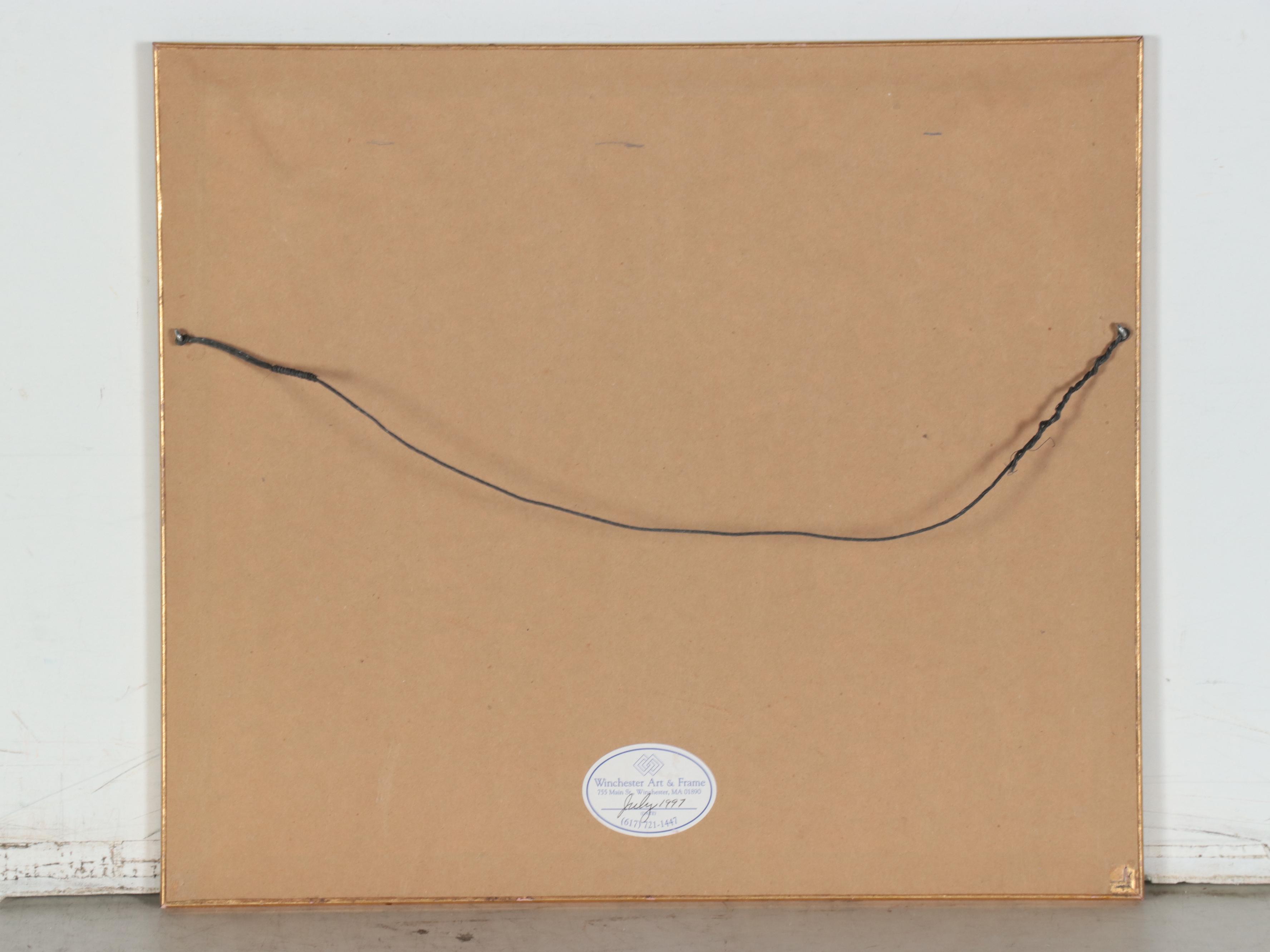 East Asian Landscape Watercolor Painting of Mountain Lake