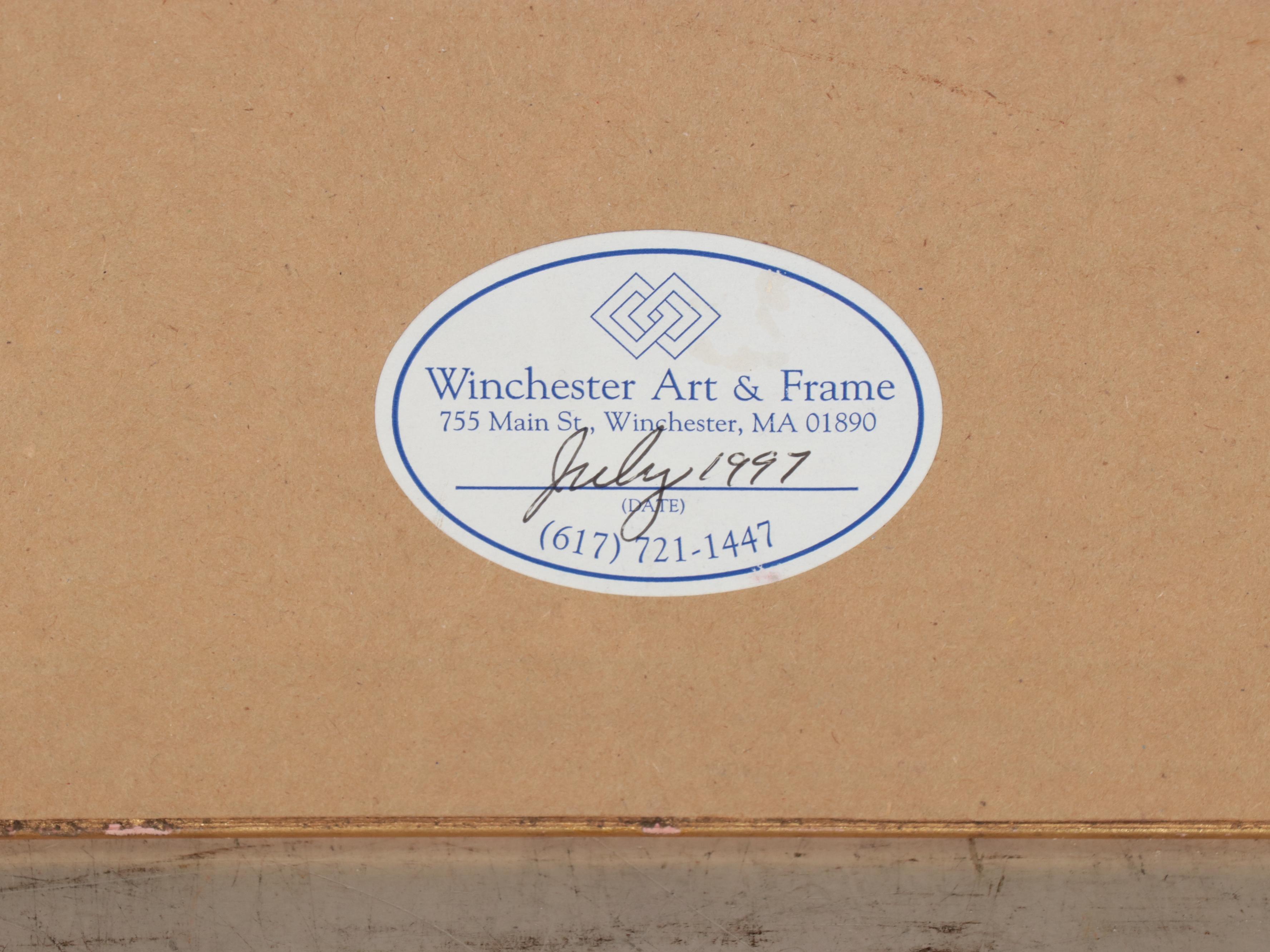 East Asian Landscape Watercolor Painting of Mountain Lake