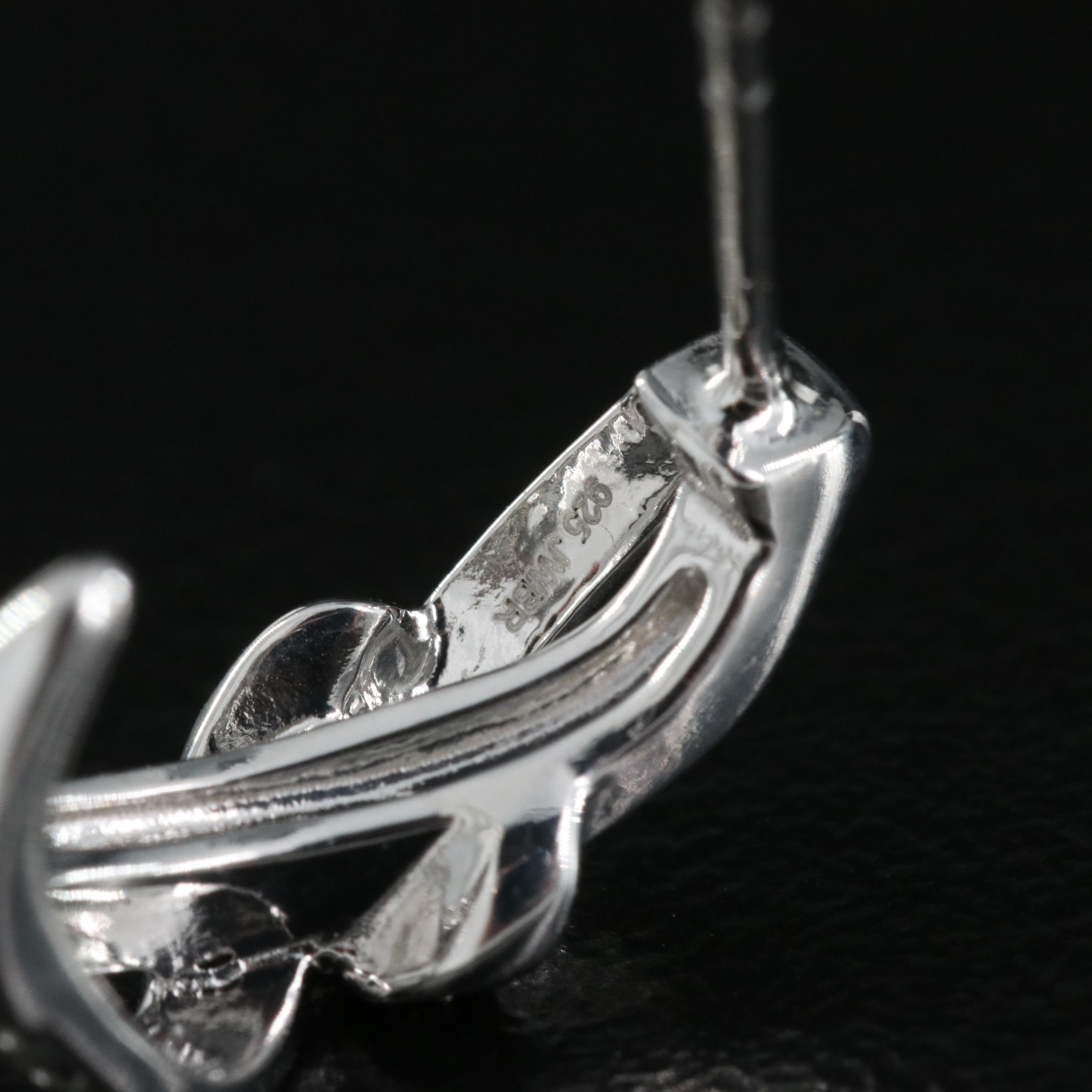 Sterling Diamond J Hoop Earrings