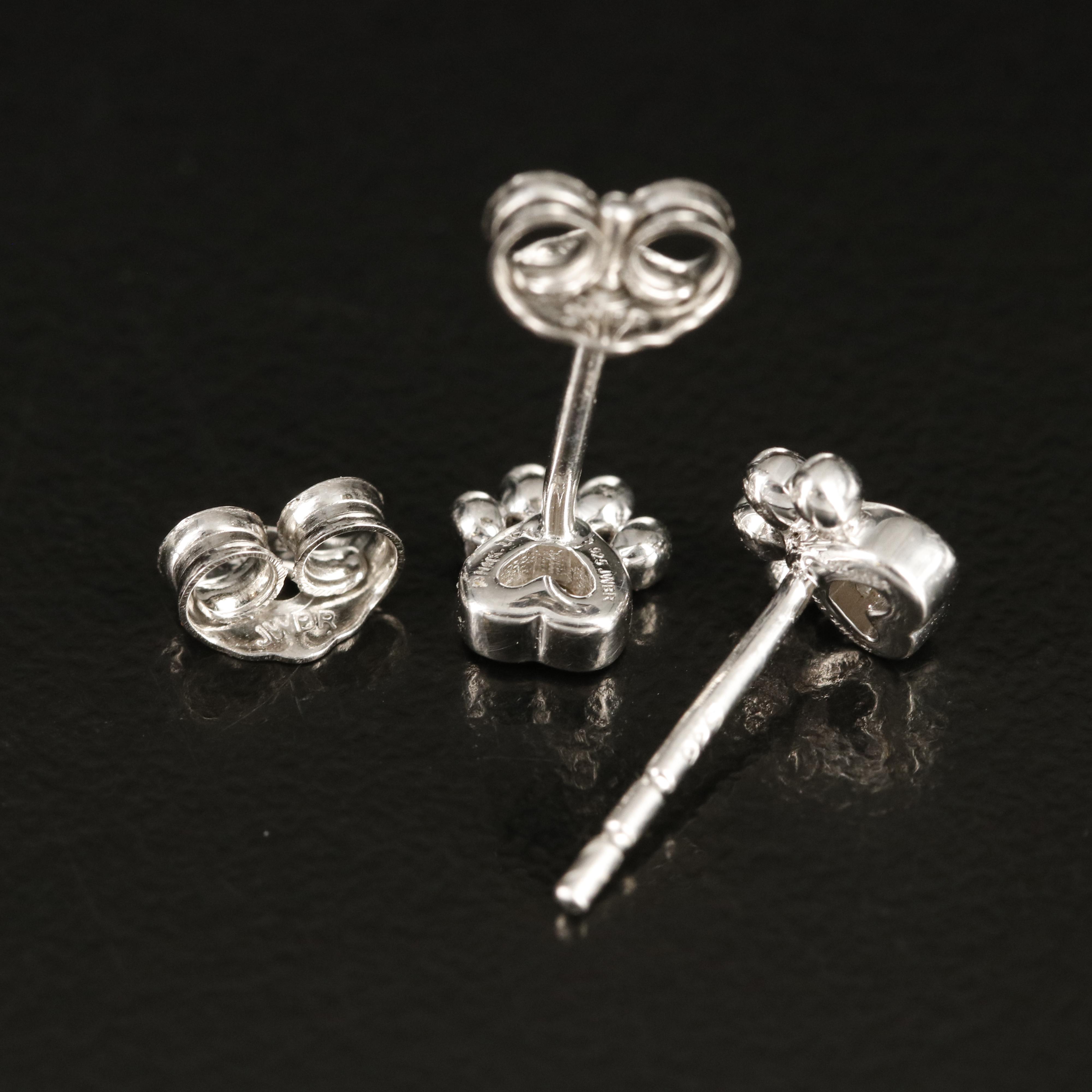 Hallmark Sterling Diamond Paw Print Earrings