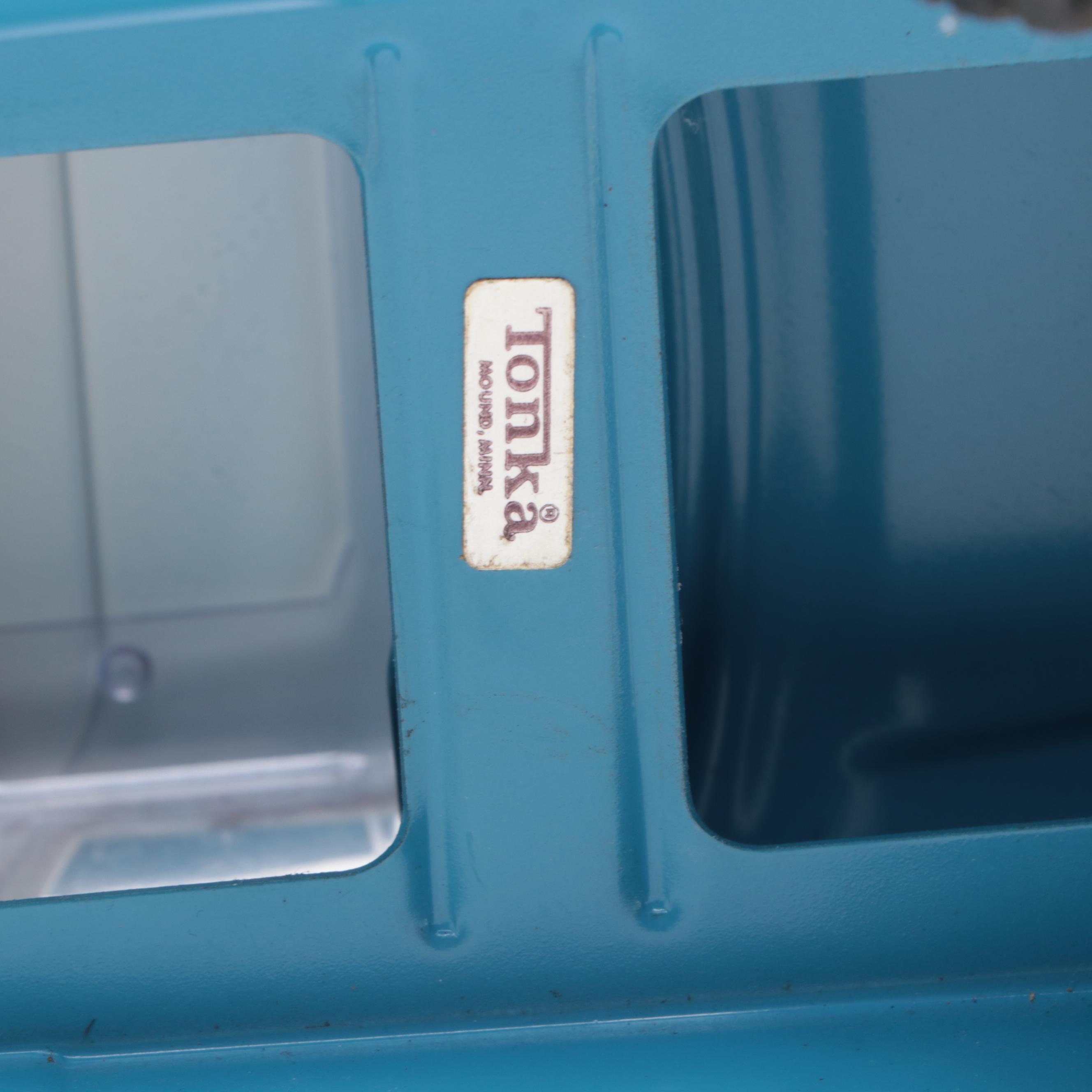 Tonka and Other Metal Toy Dump Trucks, Wheelbarrow and Dolly, Mid-20th Century